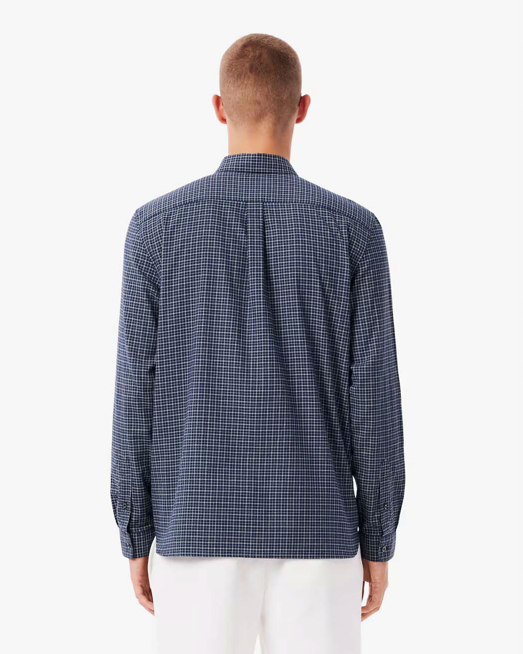 Camicia Lacoste a quadretti blu indaco in flanella di cotone con