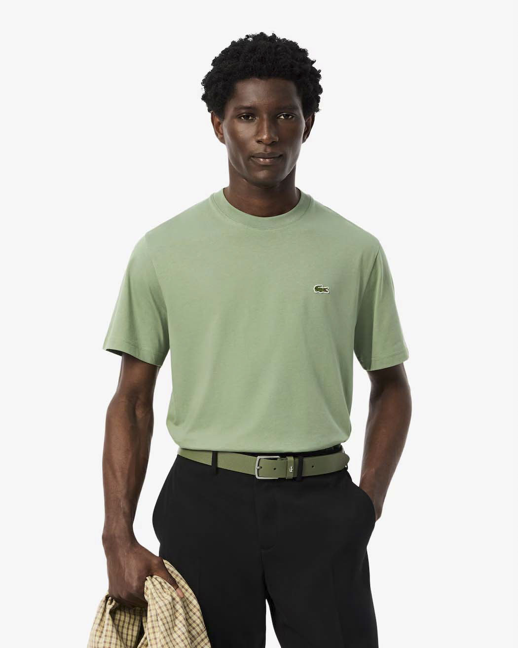 T-shirt Lacoste verde salvia mezza manica in puro cotone classic-fit