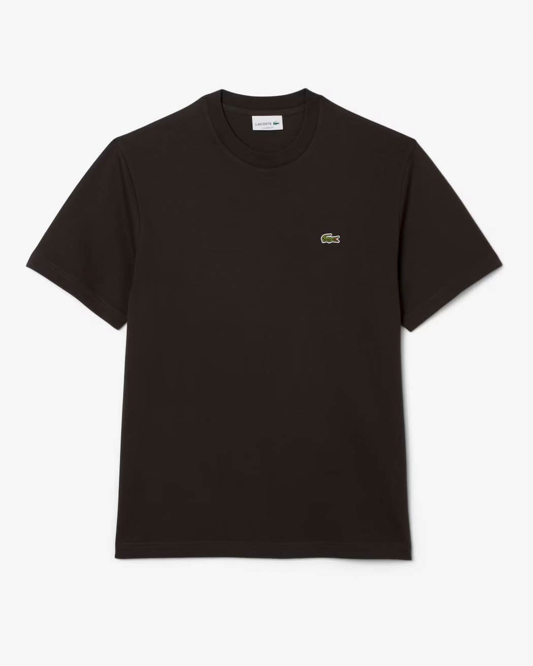 T-shirt Lacoste marrone mezza manica in puro cotone classic-fit