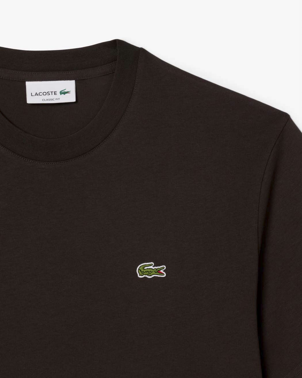 T-shirt Lacoste marrone mezza manica in puro cotone classic-fit image
