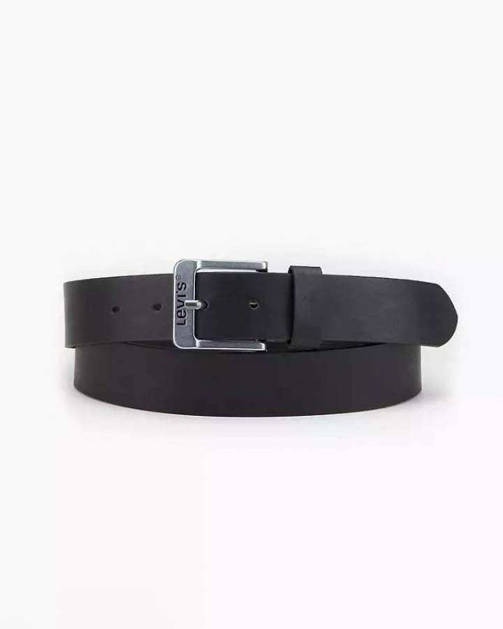 Cintura Levi's nera in vera pelle con fibbia in metallo