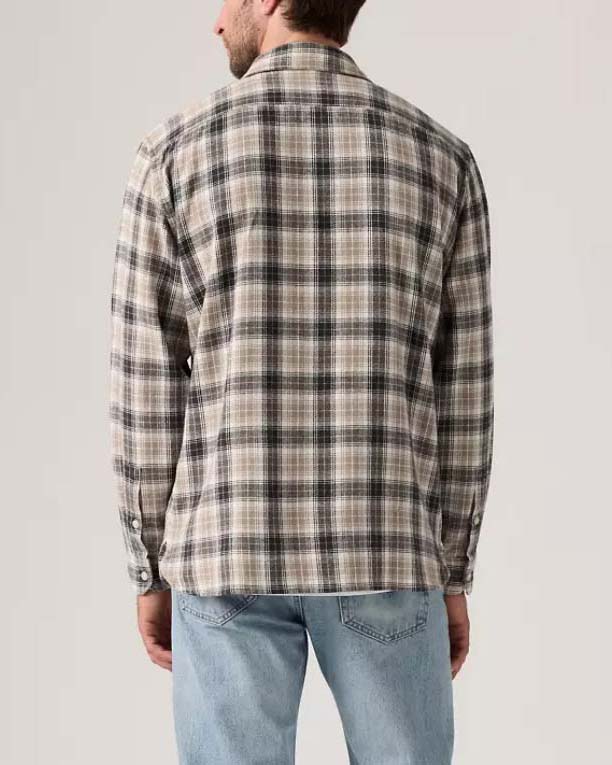 Camicia overshirt Levi's in flanella di cotone a fantasia check noce e grigia image