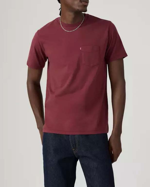 T-shirt mezza manica Levi's bordeaux con taschino al petto