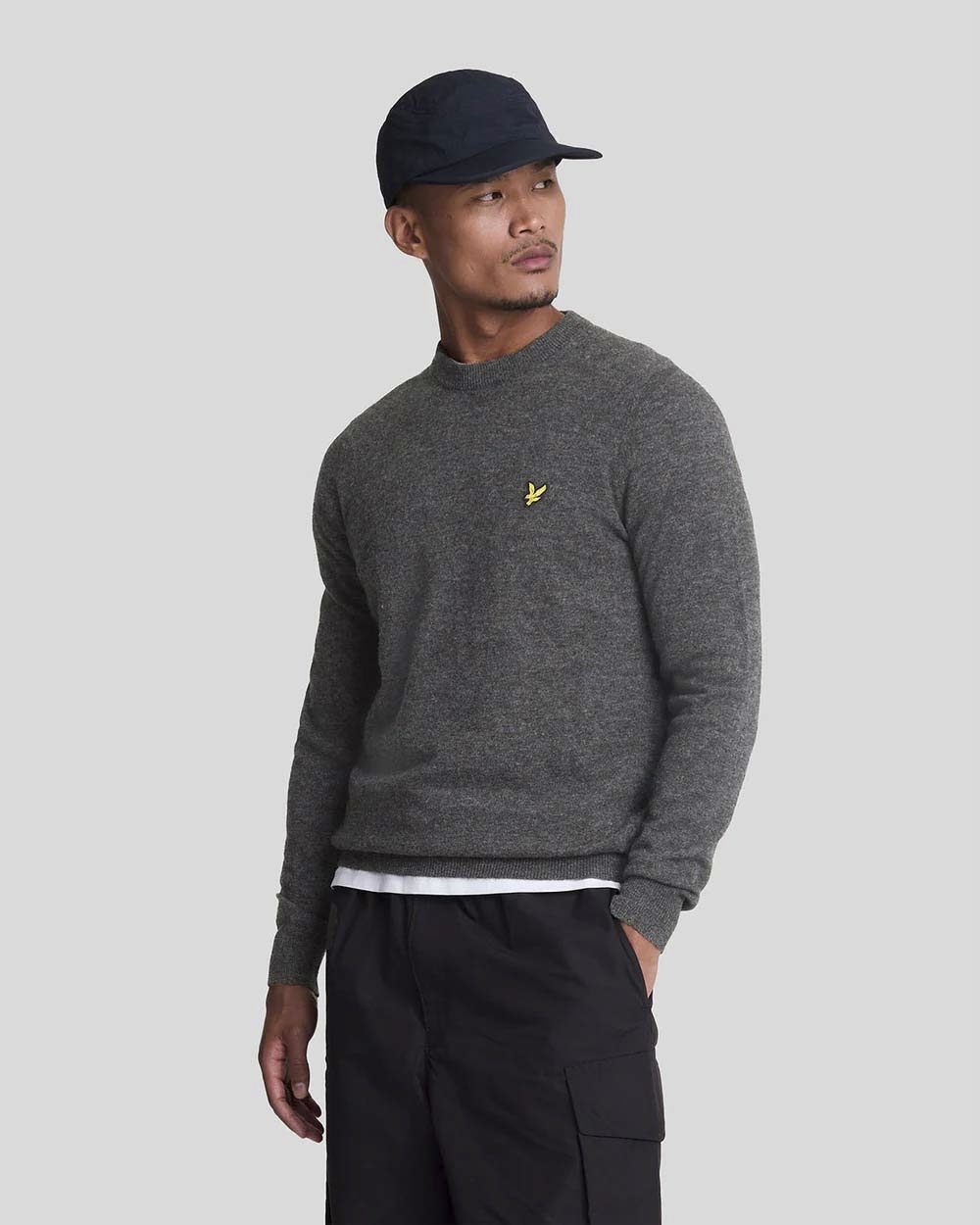 Maglione girocollo Lyle & Scott grigio in lambswool di lana