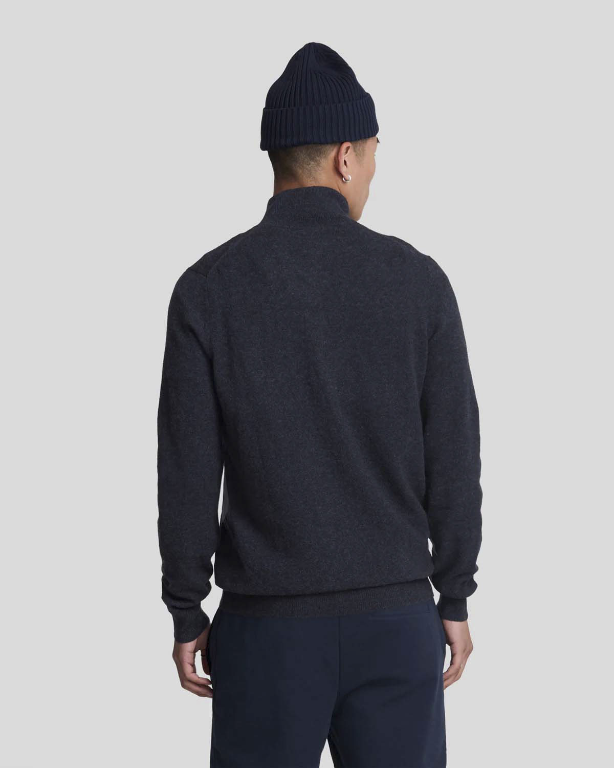 Maglione Lyle & Scott blu in lambswool di lana con apertura zip image