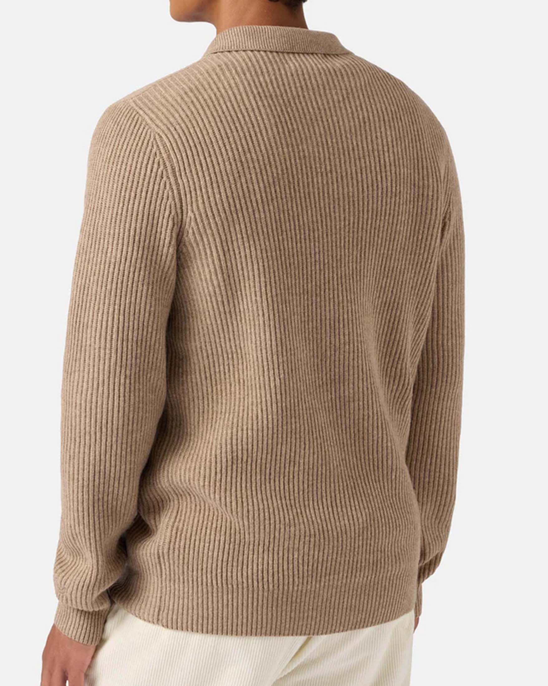 Maglia con colletto a polo MC2 Saint Barth color sabbia in pura lana a coste image