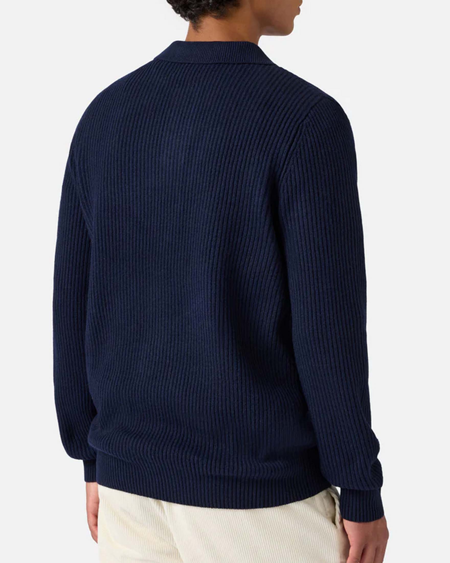 Maglia con colletto a polo MC2 Saint Barth blu in pura lana a coste image