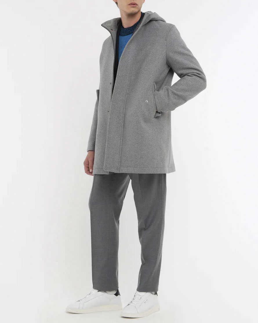 Parka Manuel Ritz grigio in panno di misto lana