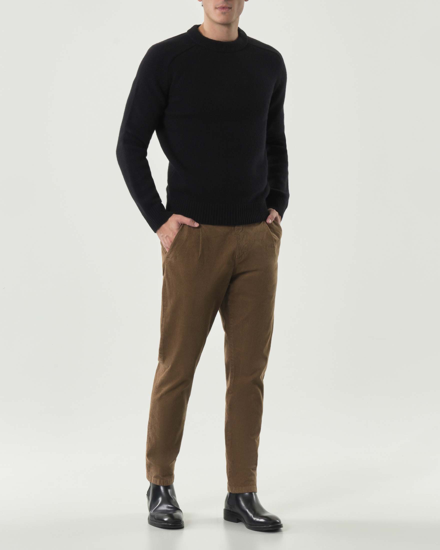 My Stuff — Pantalone chino My Stuff caramello in velluto di cotone stretch a costine