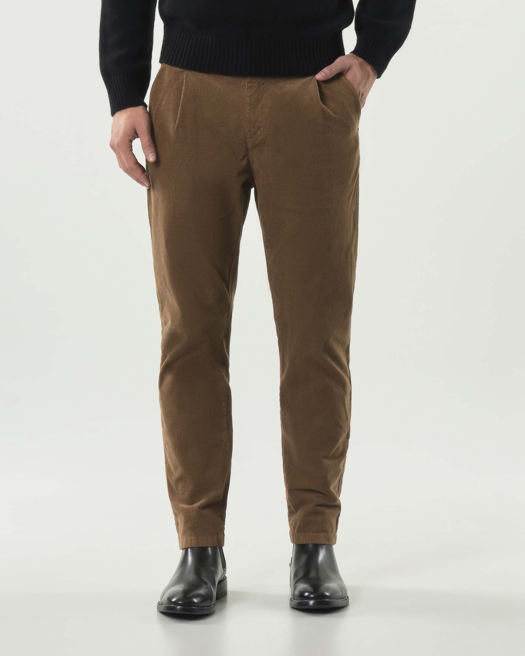 Pantalone chino My Stuff caramello in velluto di cotone stretch a costine image