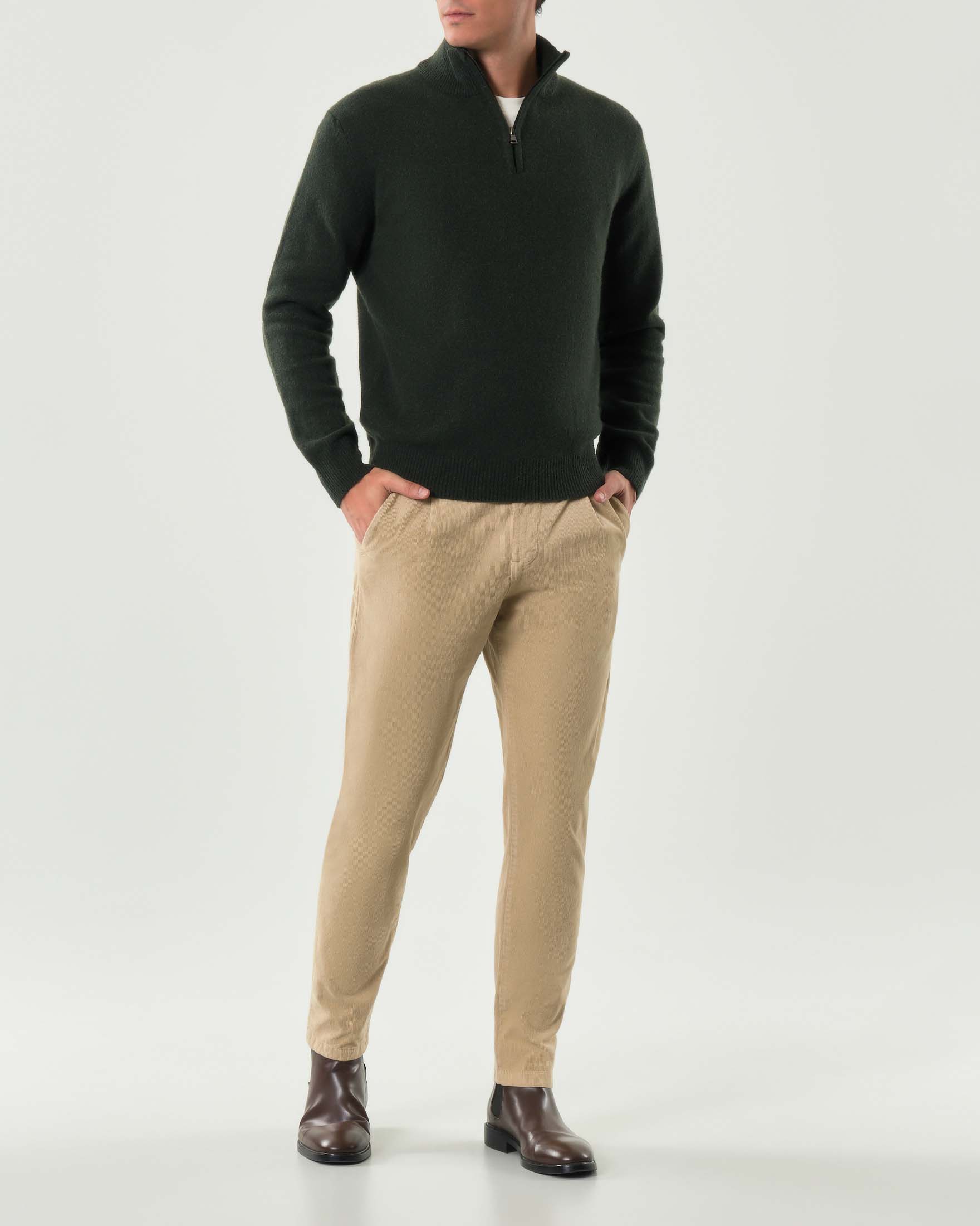 My Stuff — Pantalone chino My Stuff beige in velluto di cotone stretch a costine
