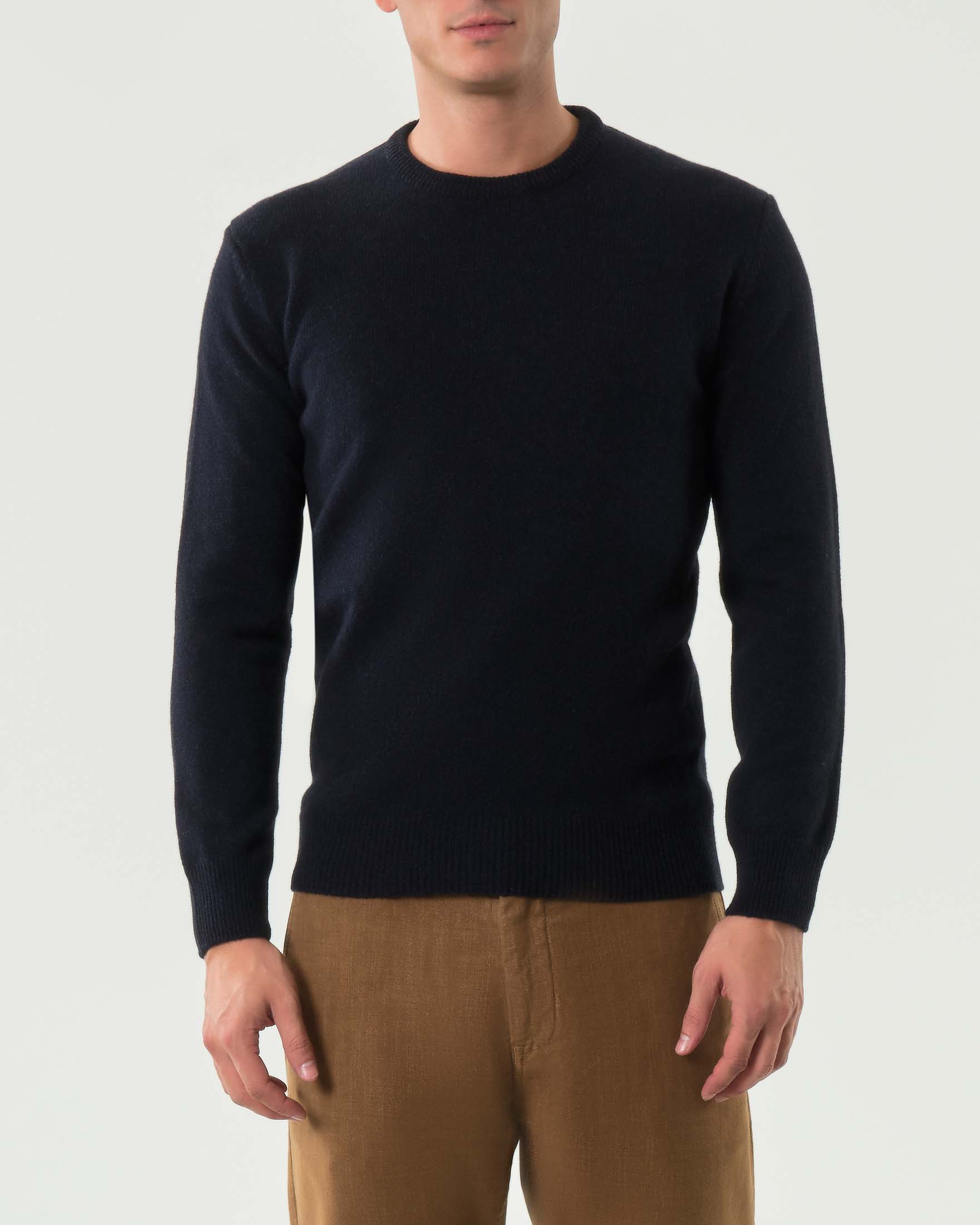 Maglia girocollo My Stuff blu mouliné in lana sulla finezza 7 image