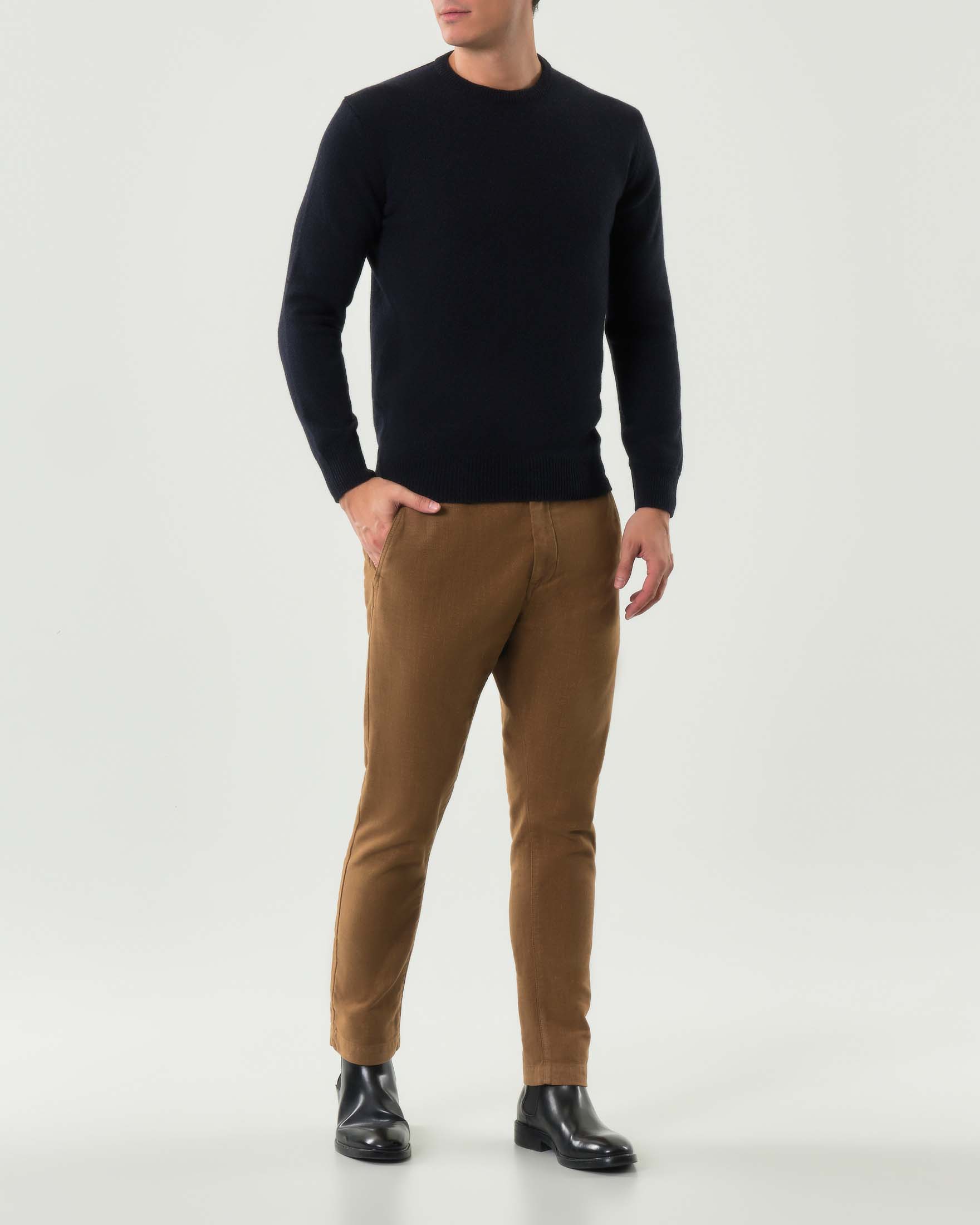 Maglia girocollo My Stuff blu mouliné in lana sulla finezza 7