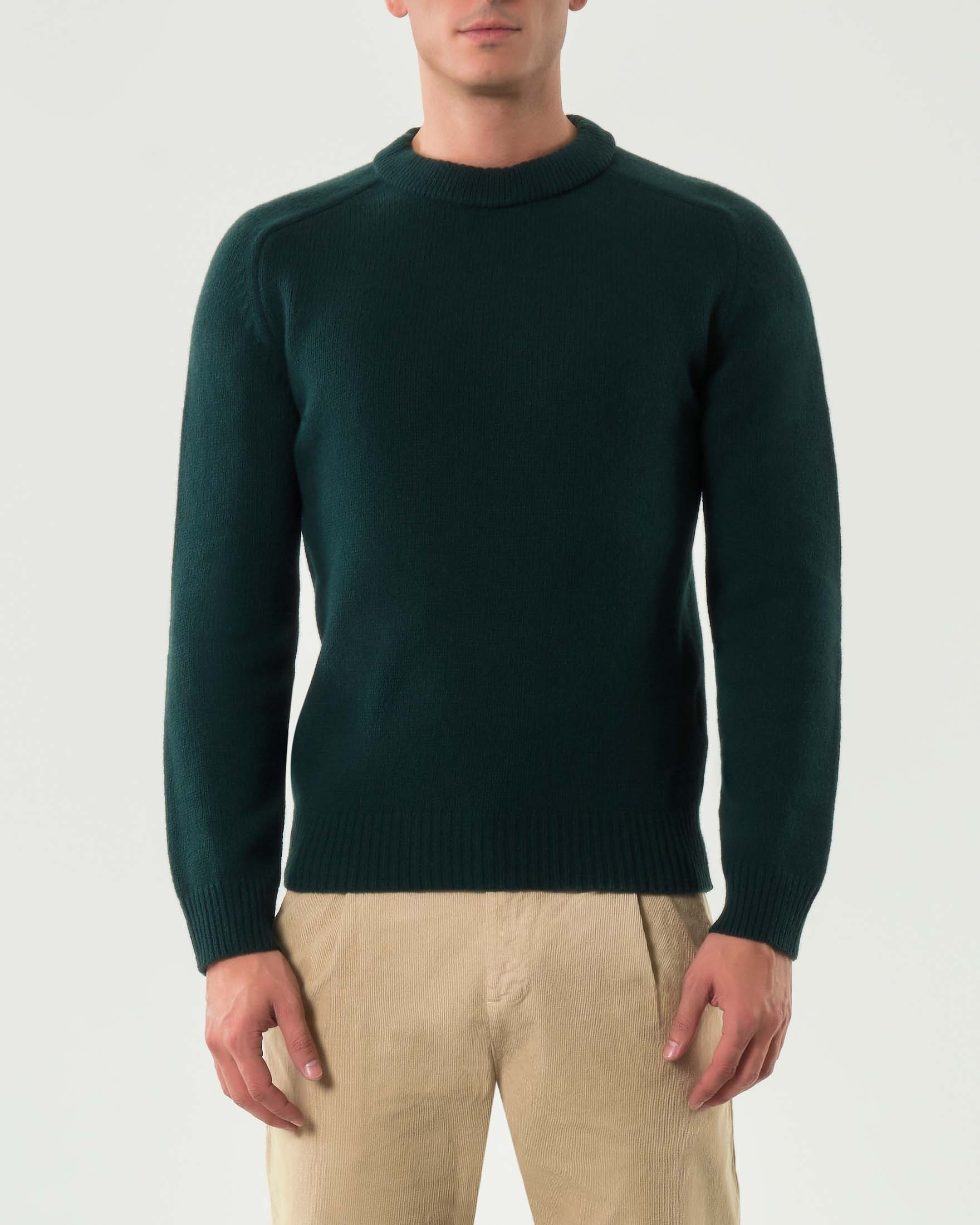 Maglia girocollo My Stuff verde bosco in lana sulla finezza 7 image