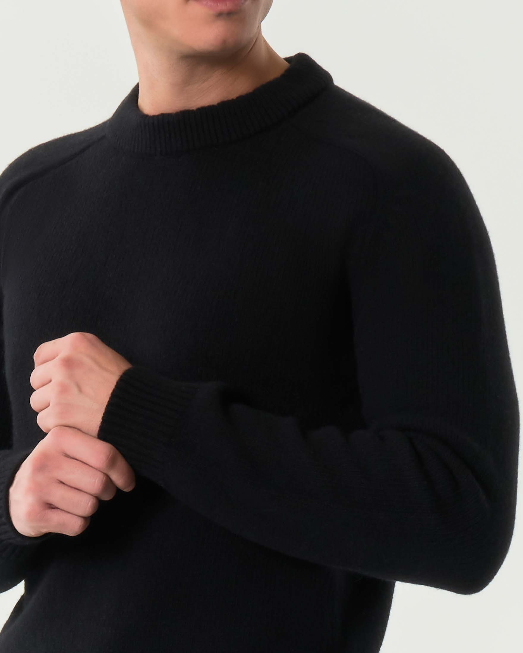 Maglia girocollo My Stuff nera in lana sulla finezza 7 image