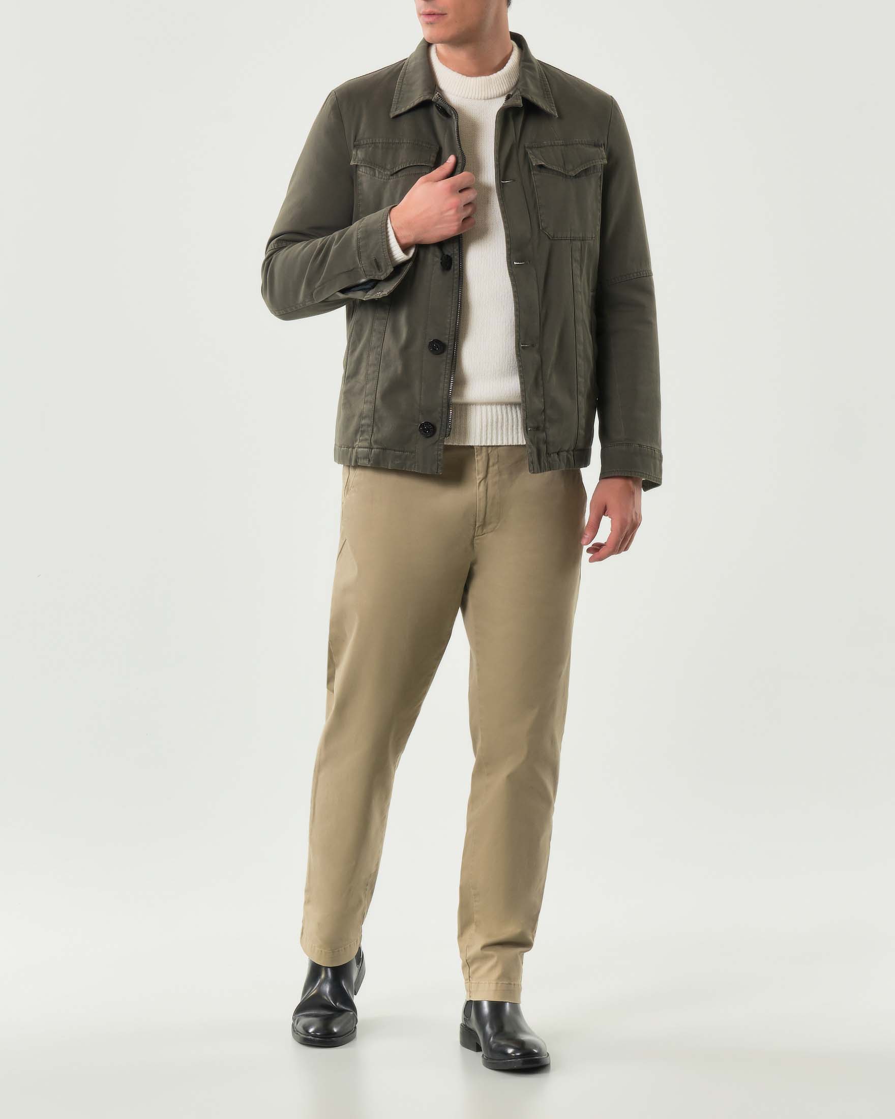 Giacca verde militare in cotone stretch