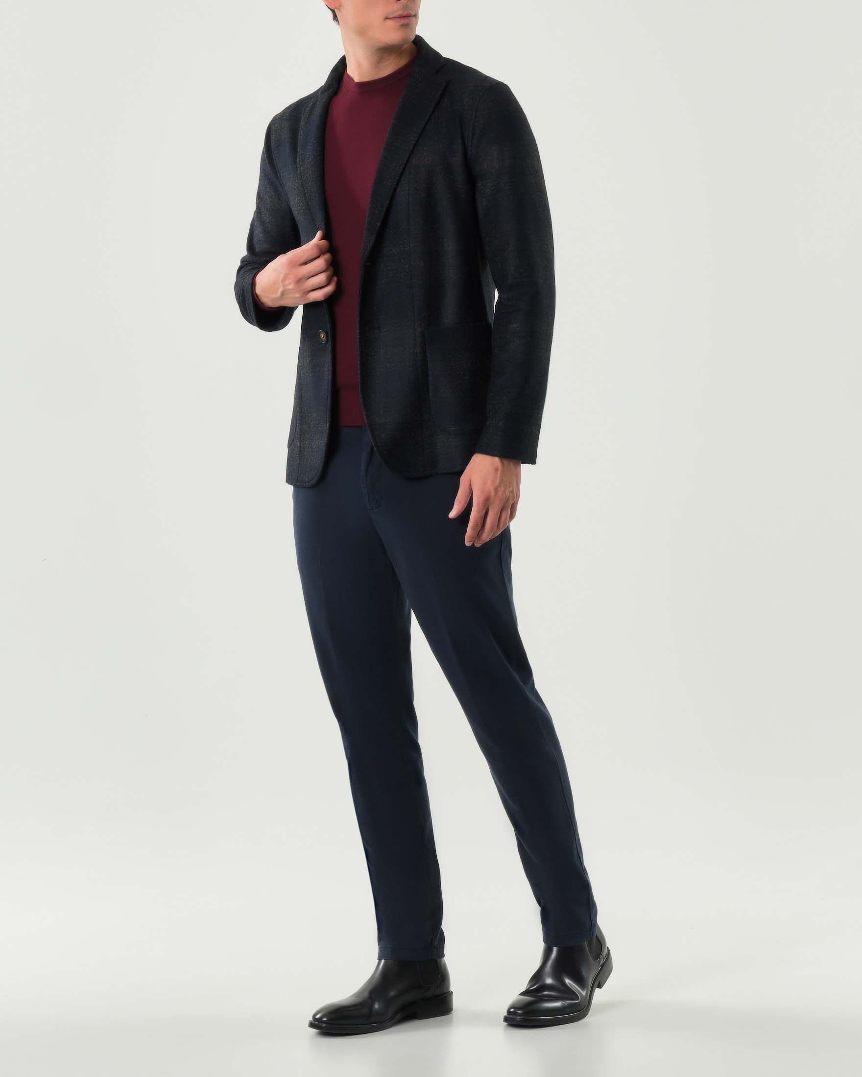 Giacca maglia Paul Baker in misto lana a fantasia check blu e antracite