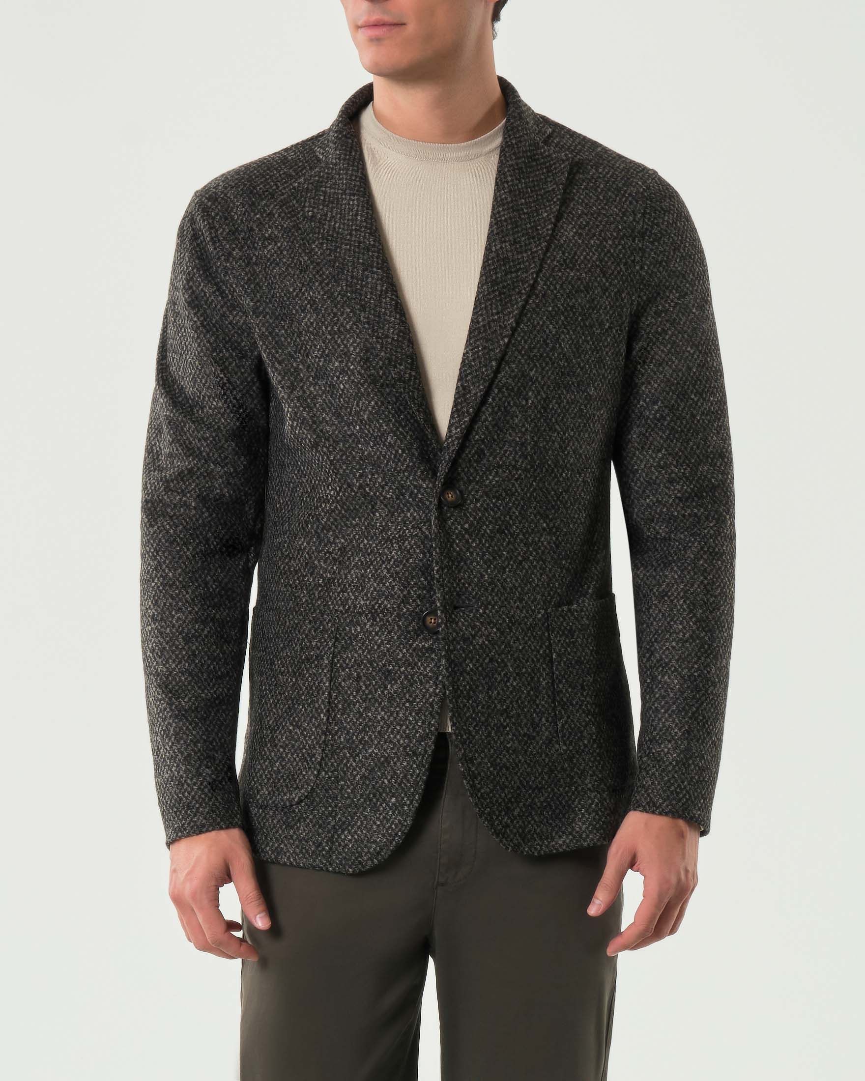 Giacca maglia Paul Baker in misto lana a fantasia armaturata grigia e marrone image