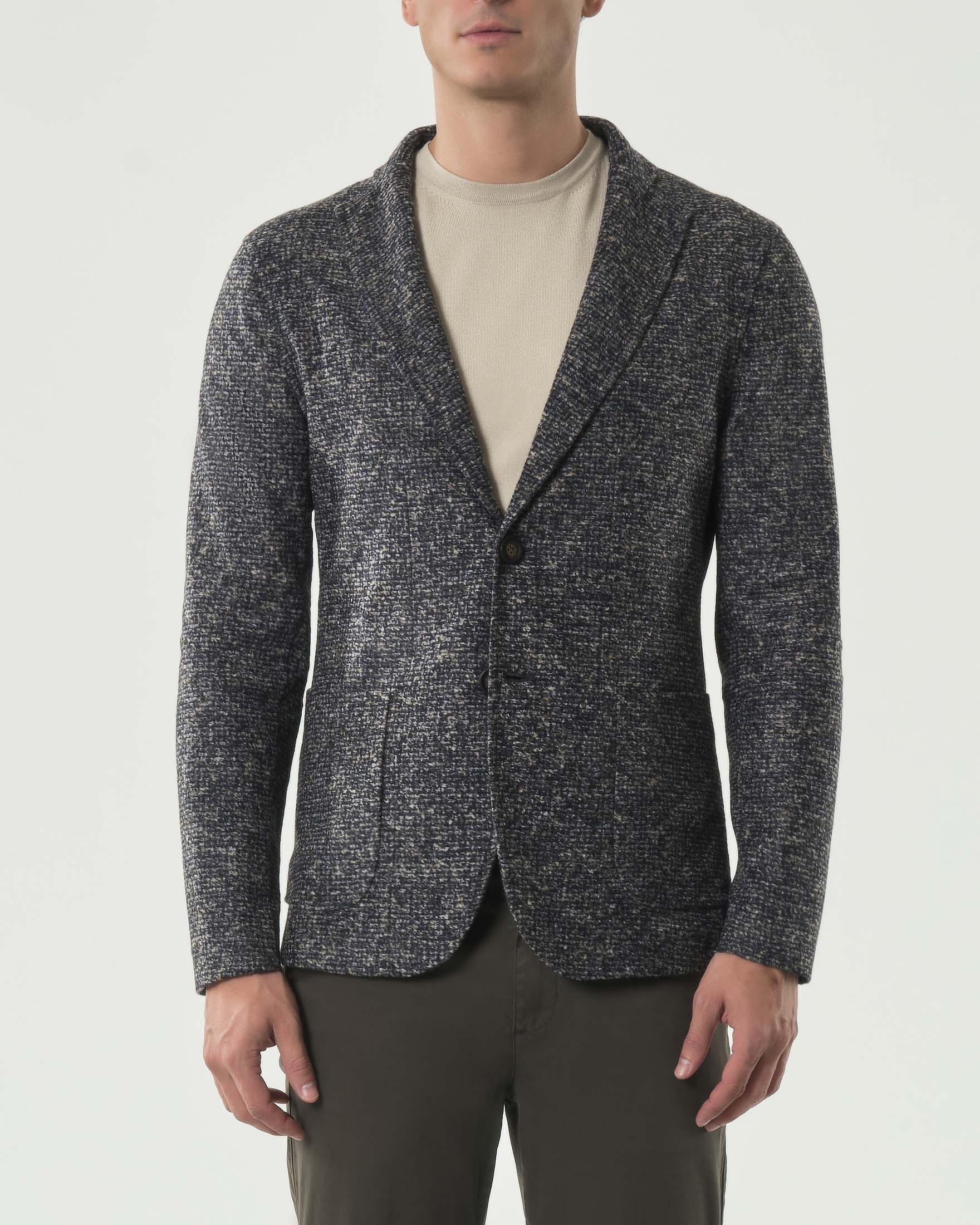 Giacca maglia Paul Baker in misto lana a fantasia armaturata blu e noce image