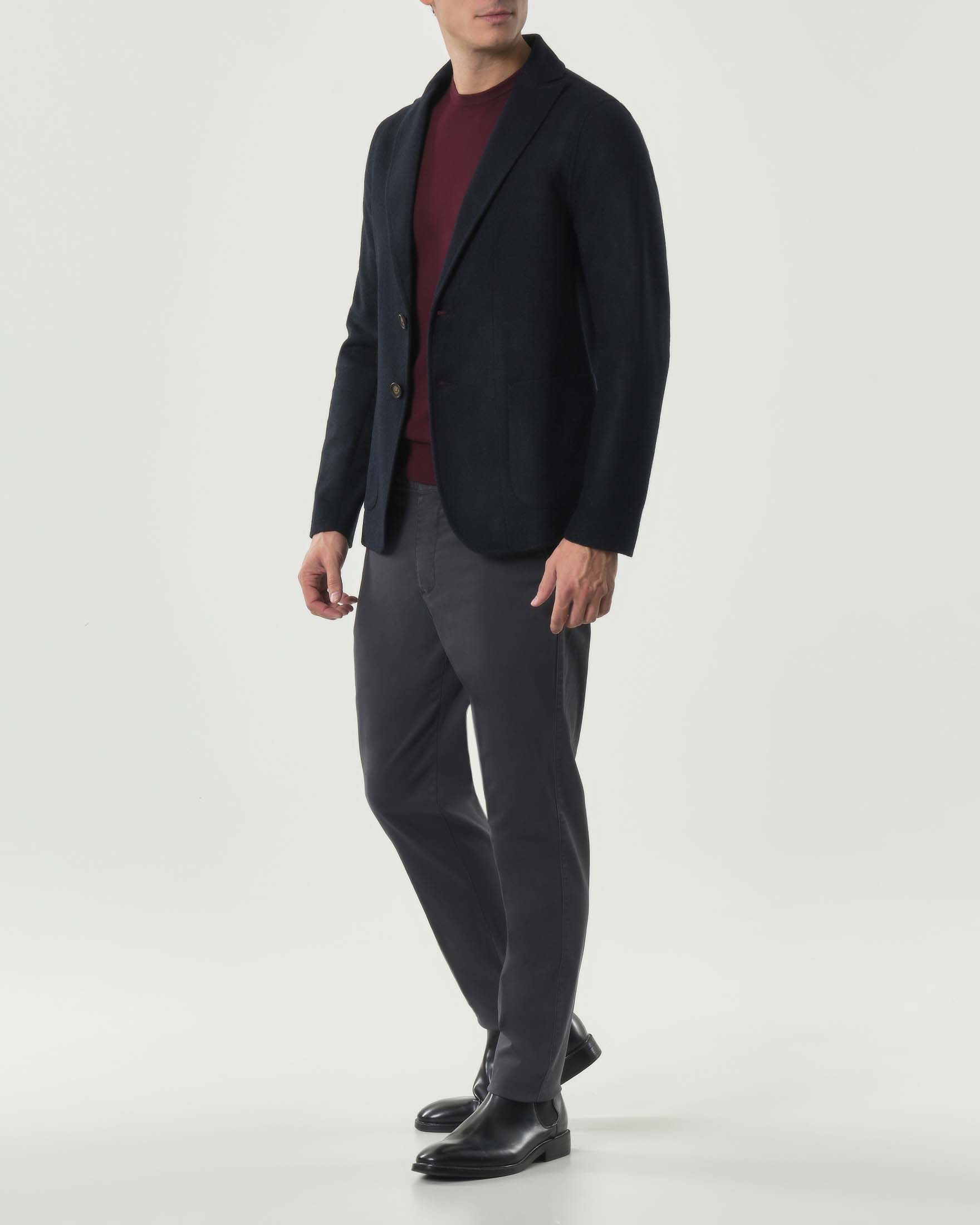 Giacca maglia Paul Baker blu in misto lana con rever a lancia