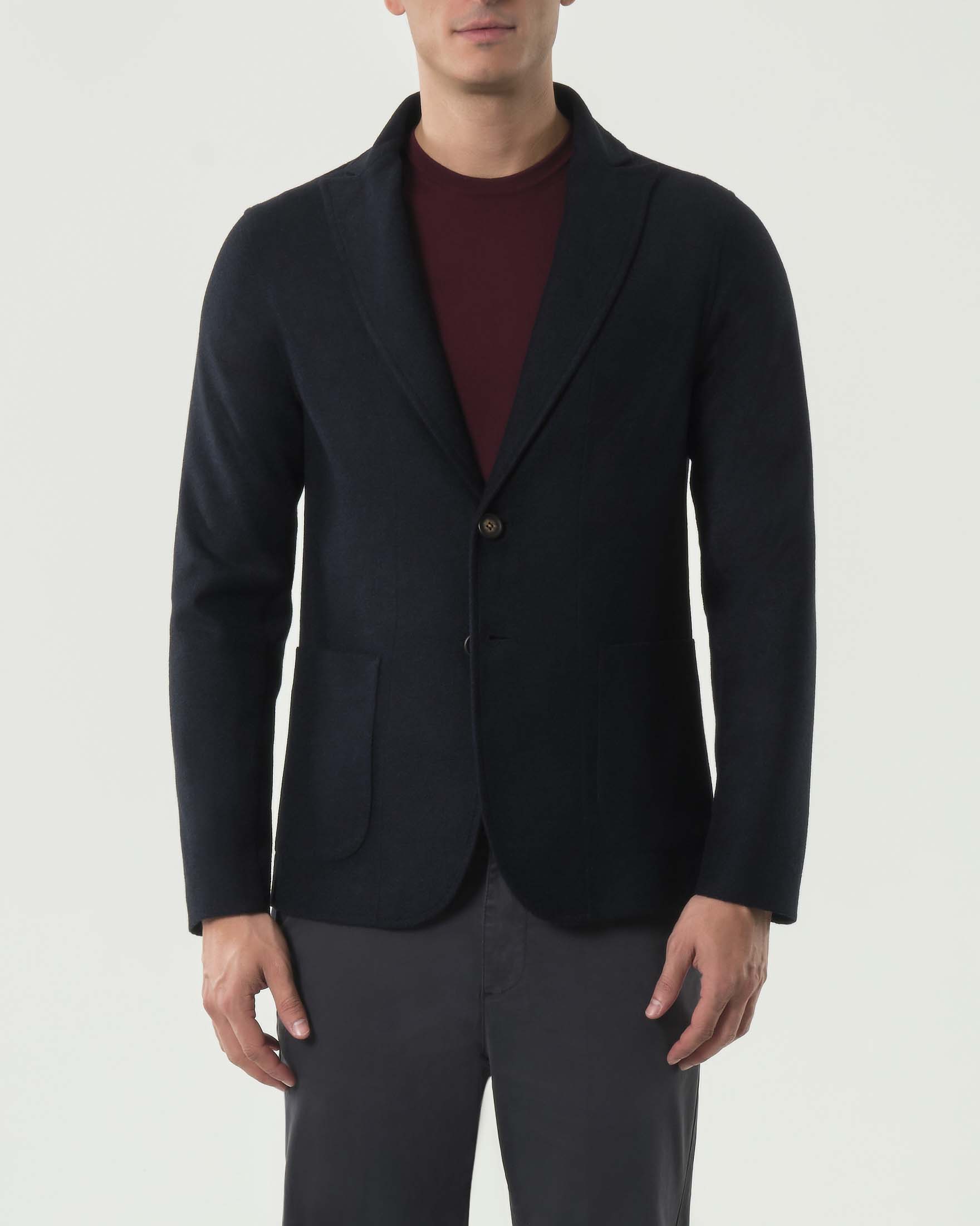 Giacca maglia Paul Baker blu in misto lana con rever a lancia image