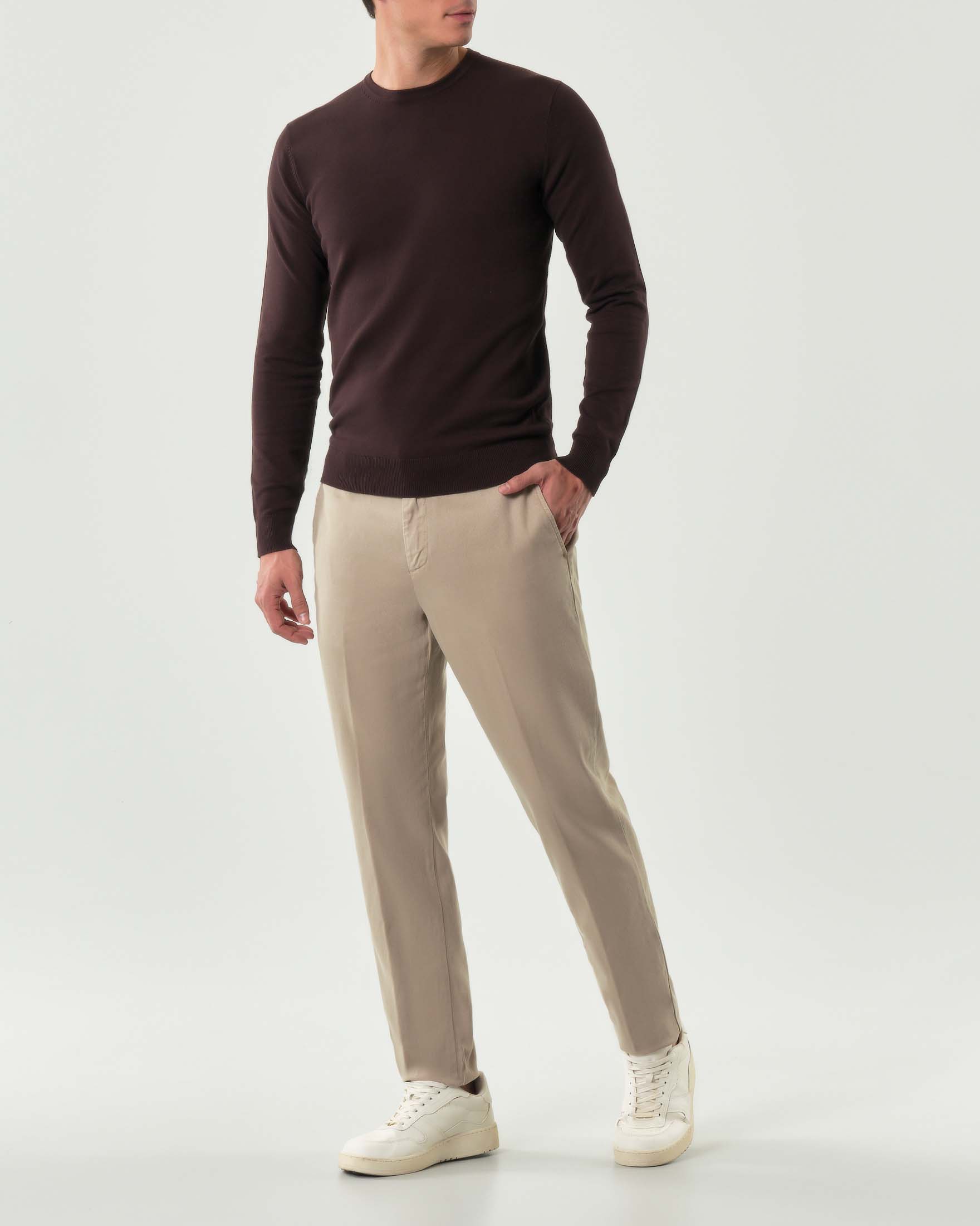 Pantalone chino beige in cotone stretch