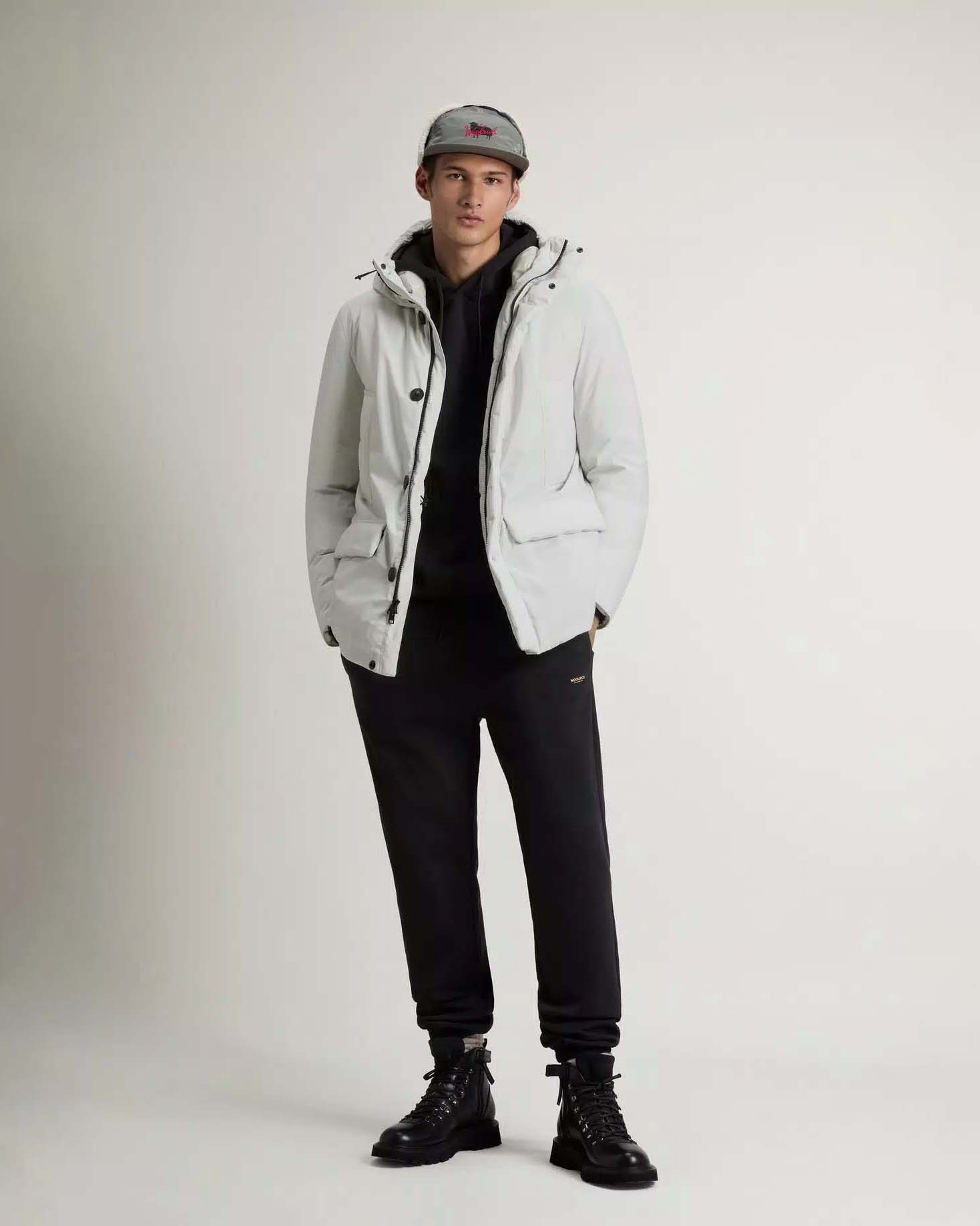 Arctic Parka Cloud Woolrich grigio chiaro con cappuccio