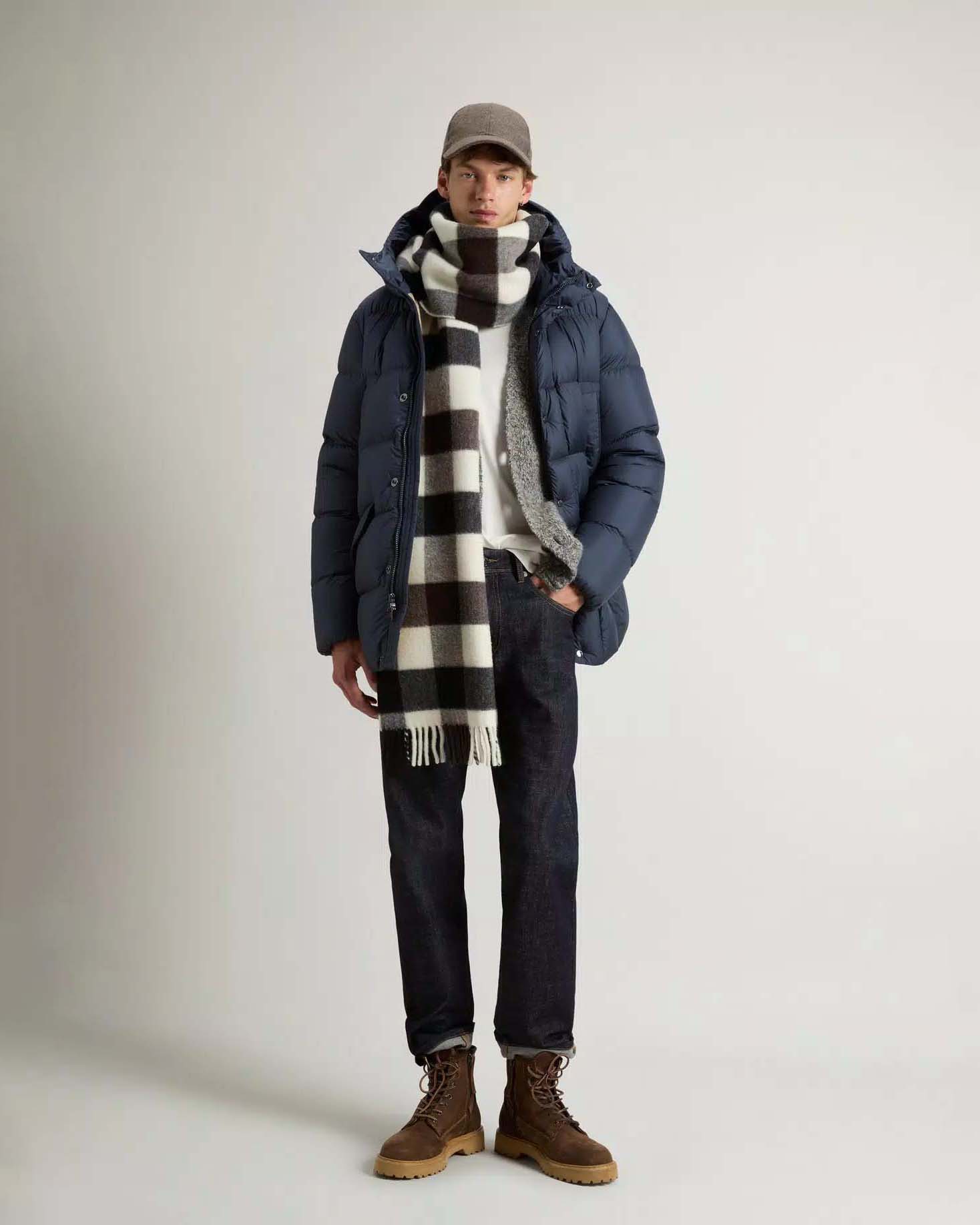 Cloud Parka Woolrich blu in microfibra con cappuccio