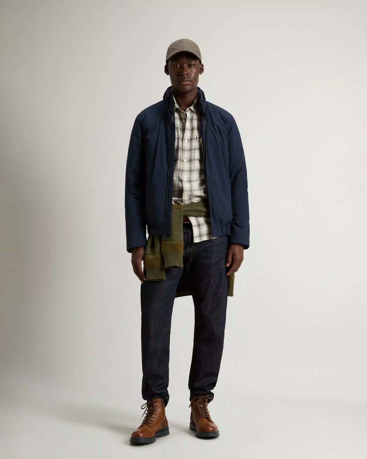 Woolrich — Bomber Cloud Woolrich blu imbottito in piuma