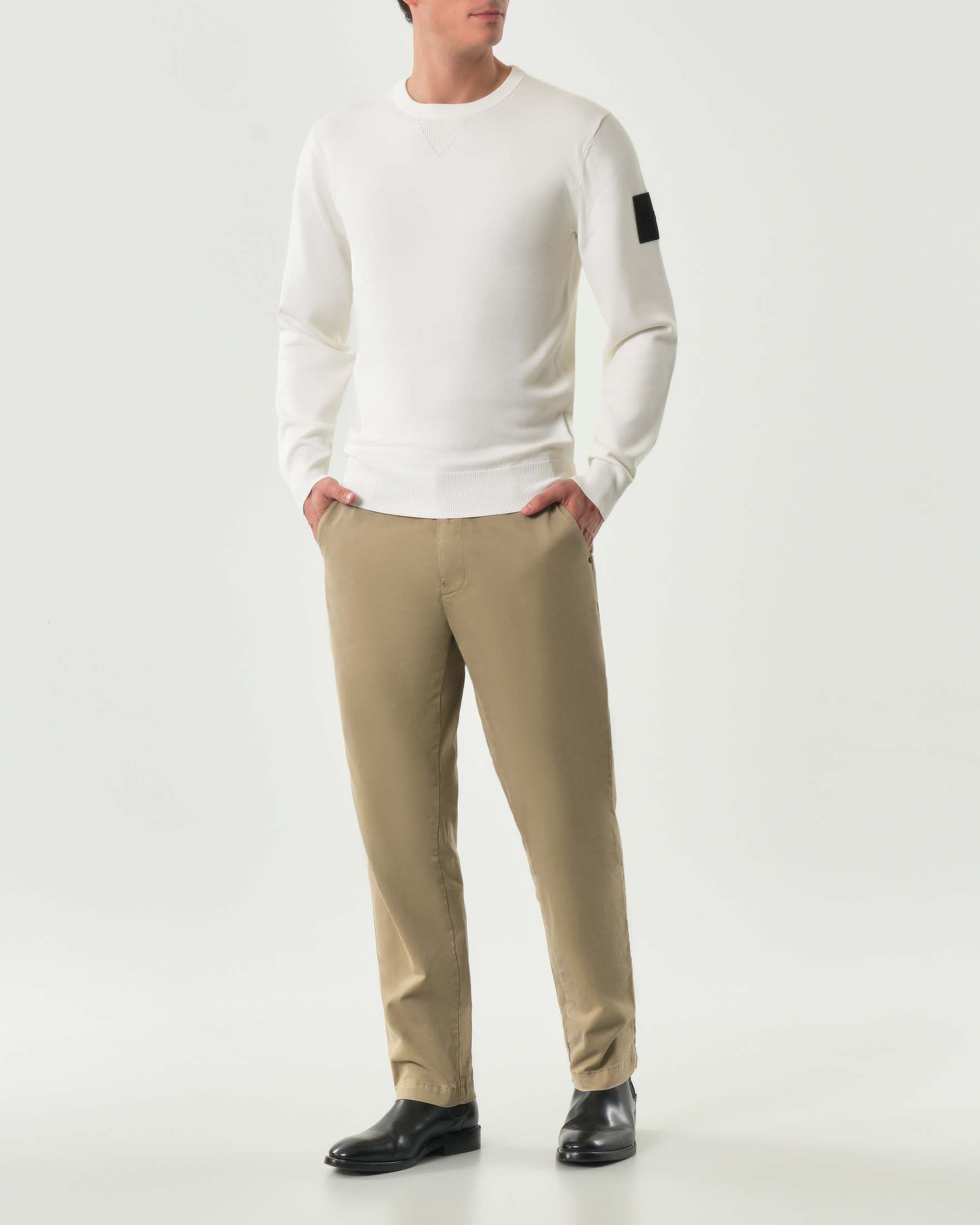 Pantalone chino My Stuff color sabbia tapered-fit in gabardina di cotone stretch