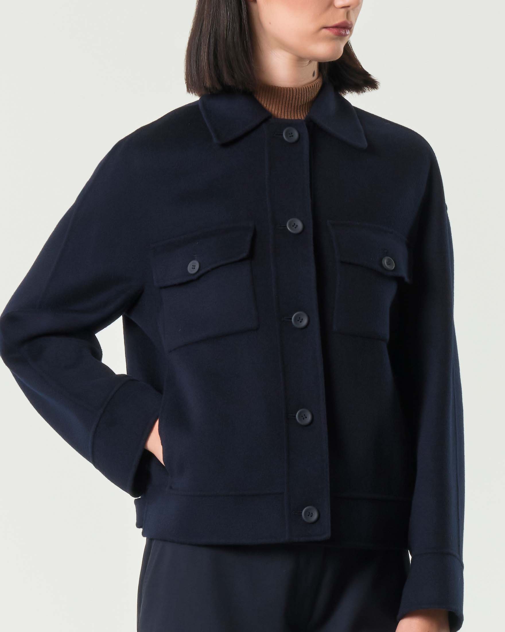 Caban blu a camicia Max Mara Studio in lana cashmere e seta image