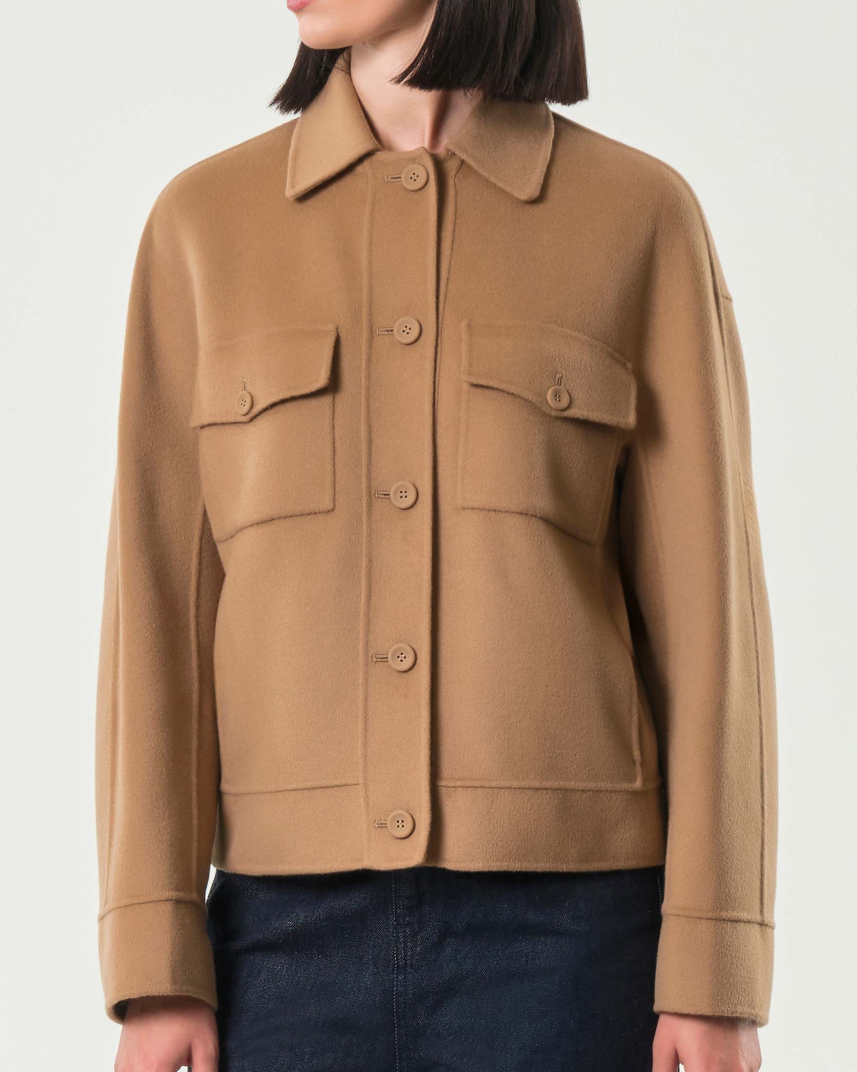 Caban color cammello a camicia Max Mara Studio in lana cashmere e seta image