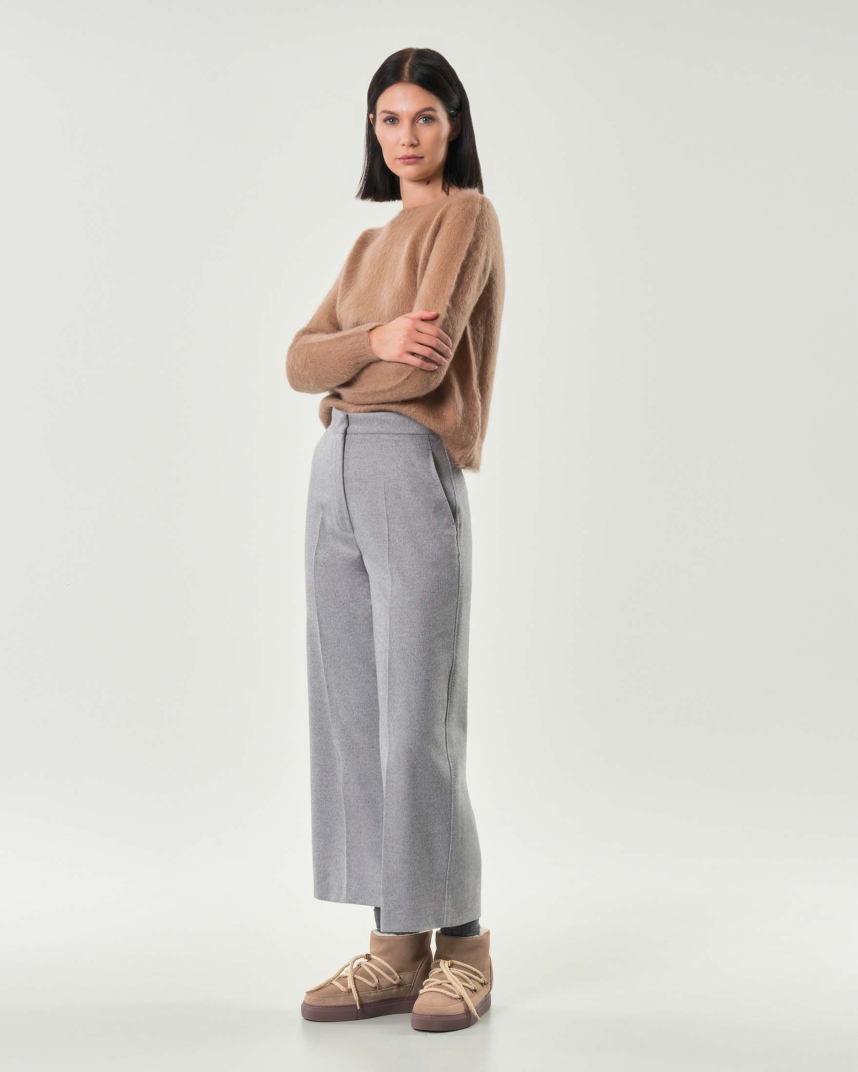 Maglia color camello girocollo Max Mara Studio in filato cardato di misto mohair image