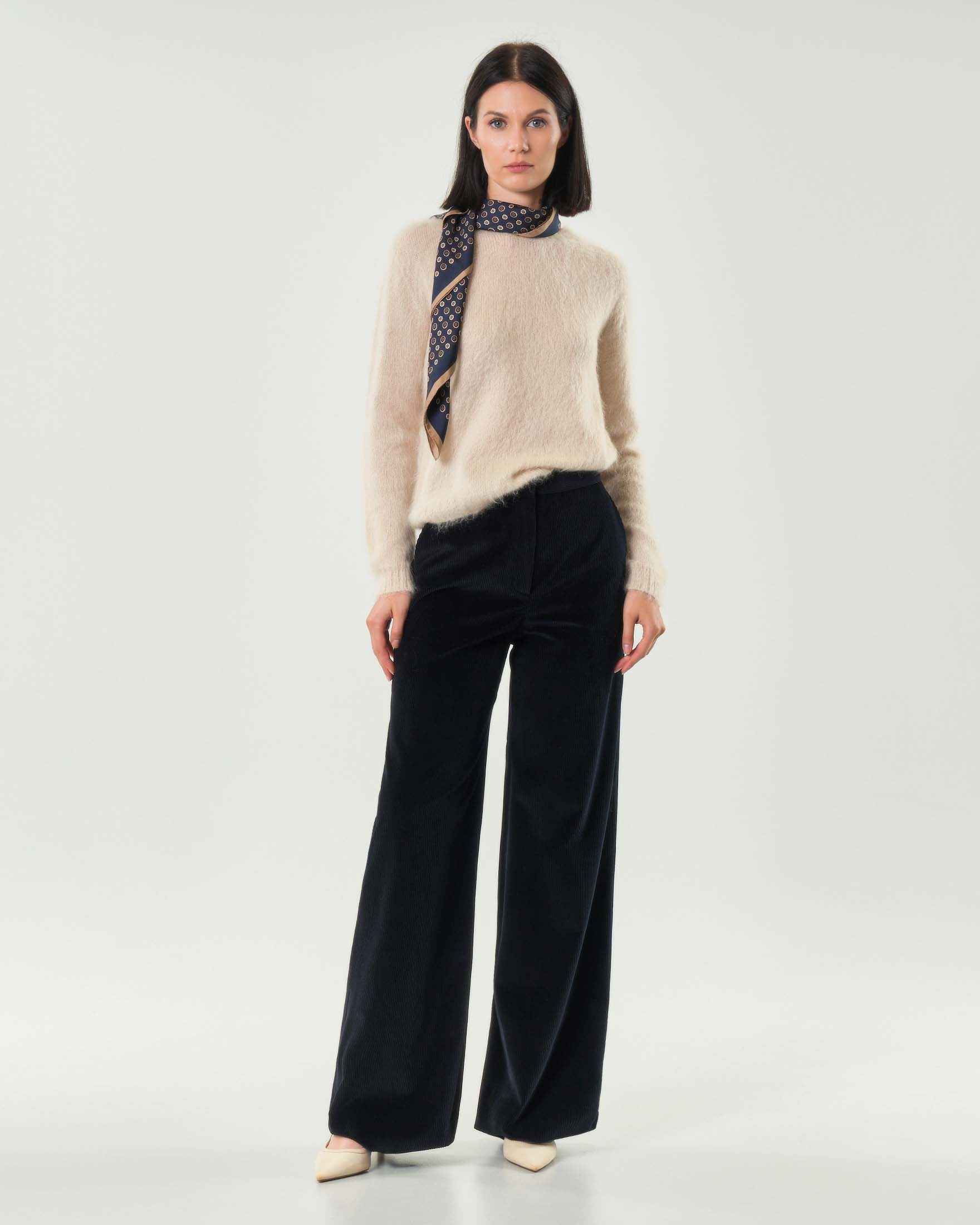 Pantaloni palazzo blu in velluto a righe Max Mara Studio