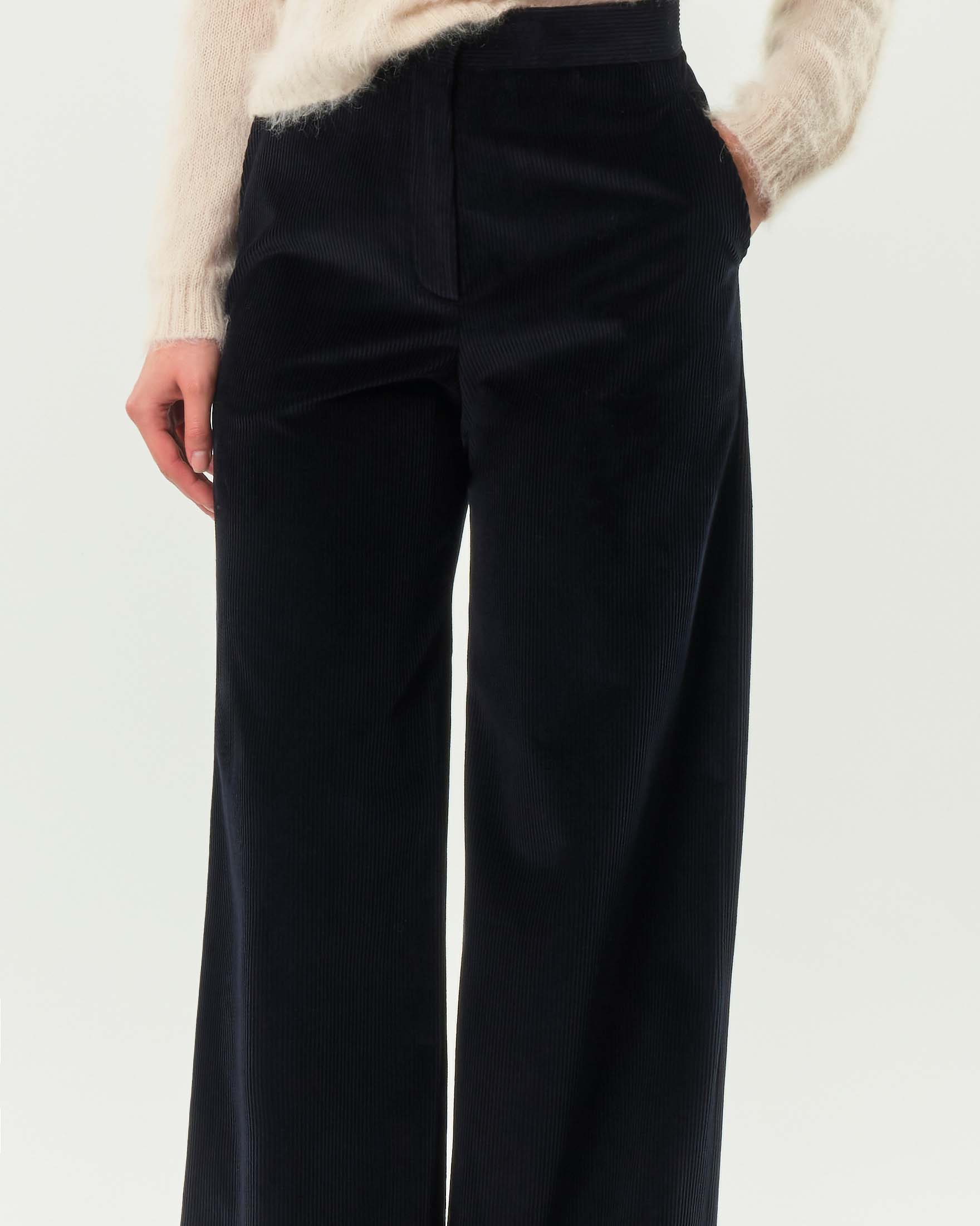 Pantaloni palazzo blu in velluto a righe Max Mara Studio image