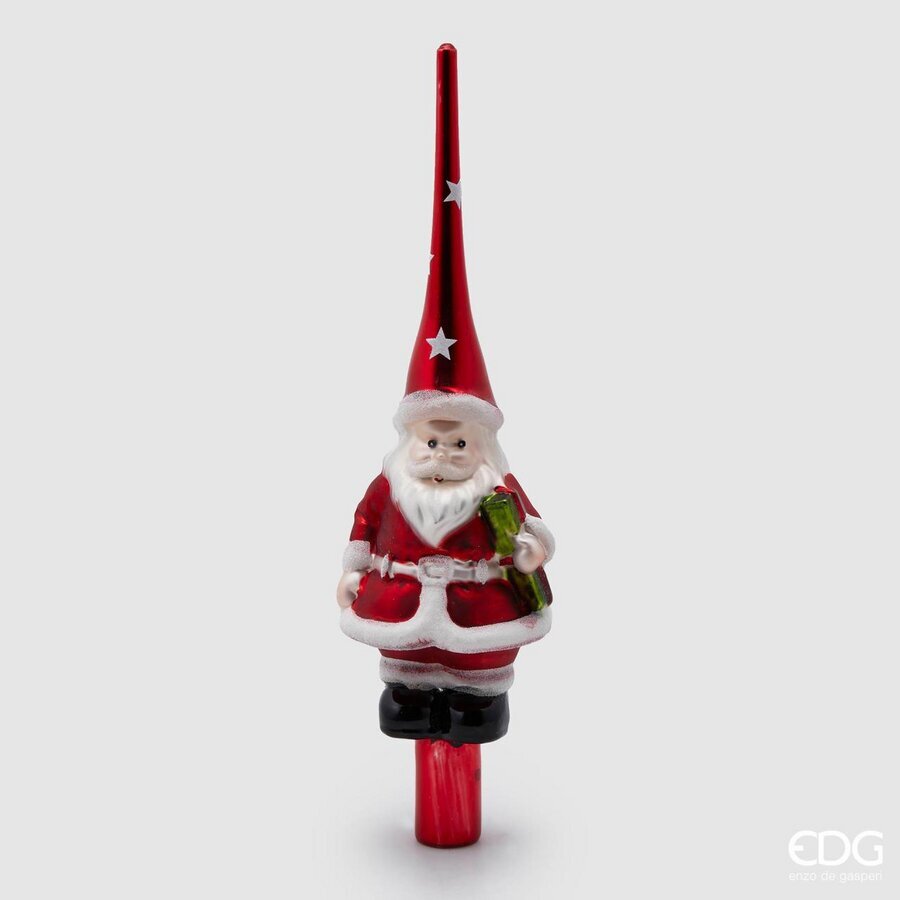 Puntale in Vetro Rosso con Babbo d.7 h.30 Edg