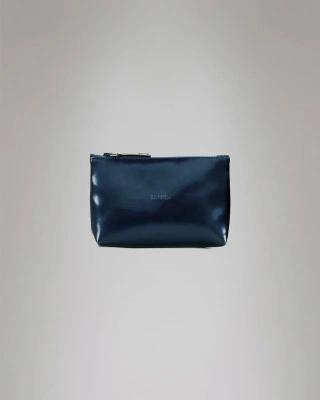 Cosmetic Bag Rains blu elettrico in tessuto tecnico con logo frontale impresso e chiusura a cerniera