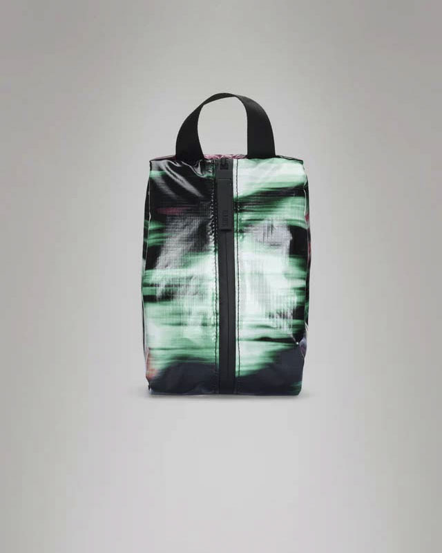 Sibu Wash Bag beauty case Rains in nylon ripstop a fantasia grafica verde e nera image