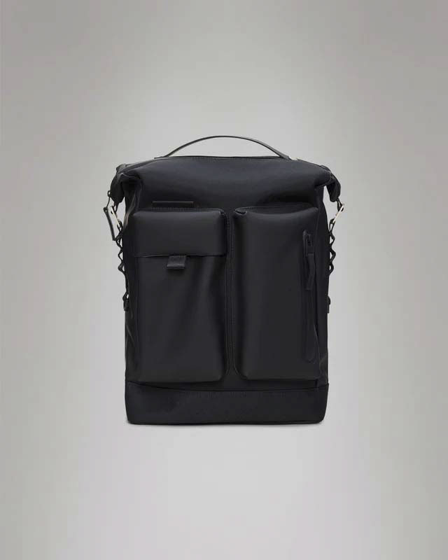 Zaino Otaru Backpack Rains nero in tessuto impermeabile effetto gommato