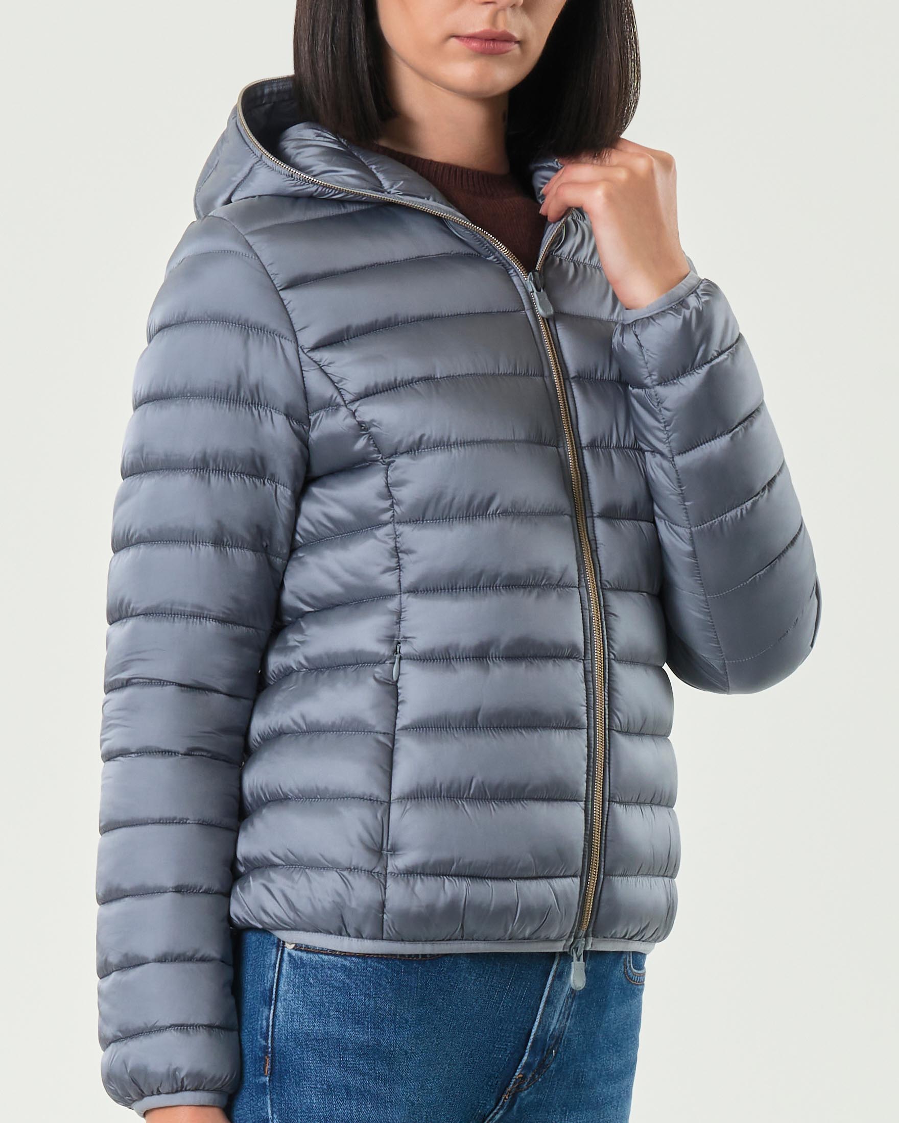 Piumino leggero grigio Save the duck modello Alexis in tessuto effetto raso con cappuccio fisso image