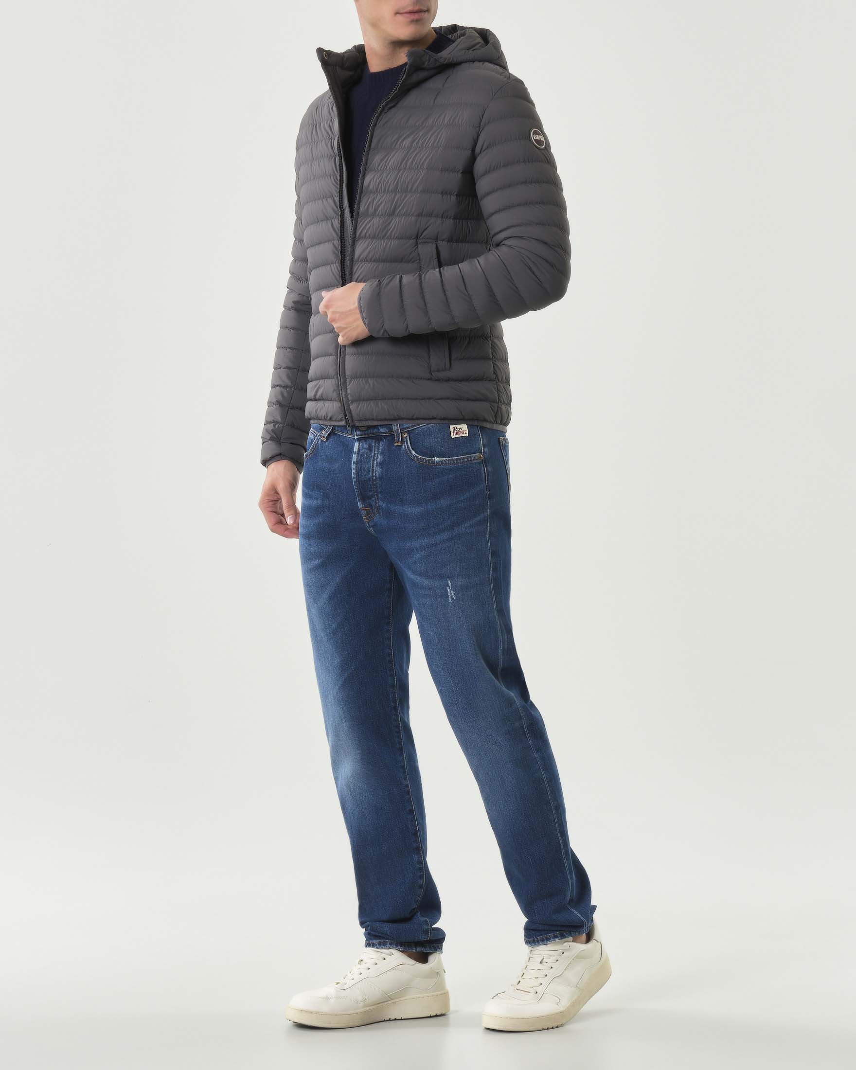 Piumino con cappuccio Colmar Originals grigio in nylon crinkle imbottito in piuma