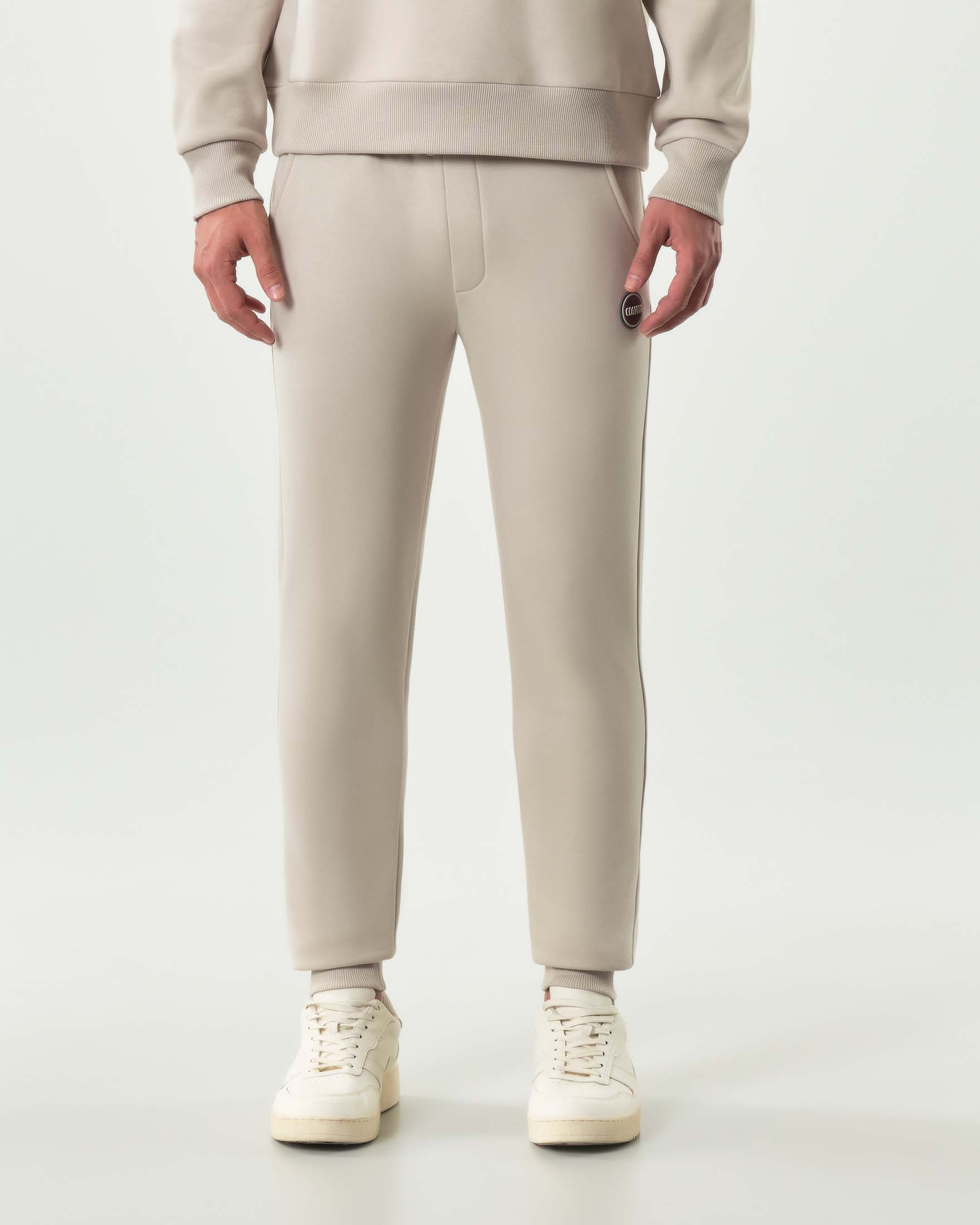 Pantalone Colmar Originals beige in felpa di cotone con logo bollo applicato image