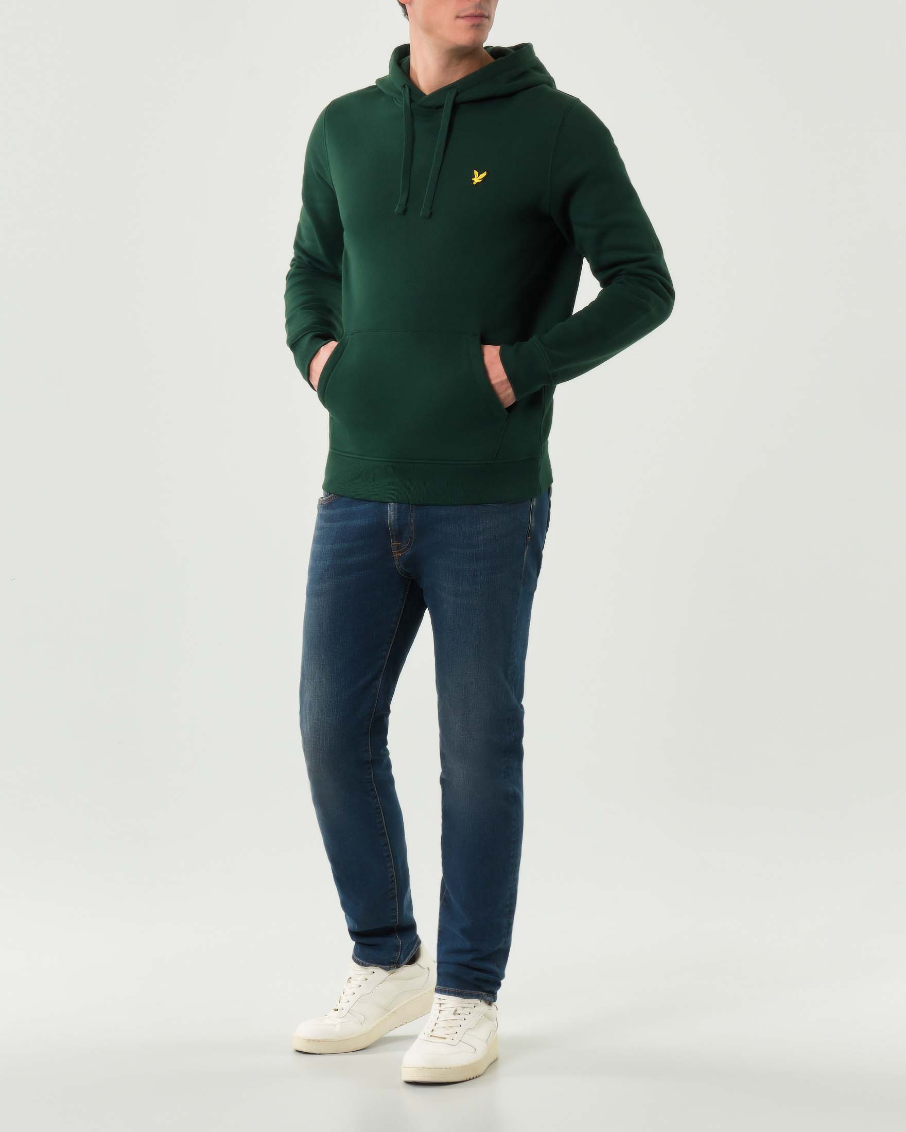 Felpa Lyle & Scott verde con cappuccio e logo aquila gialla
