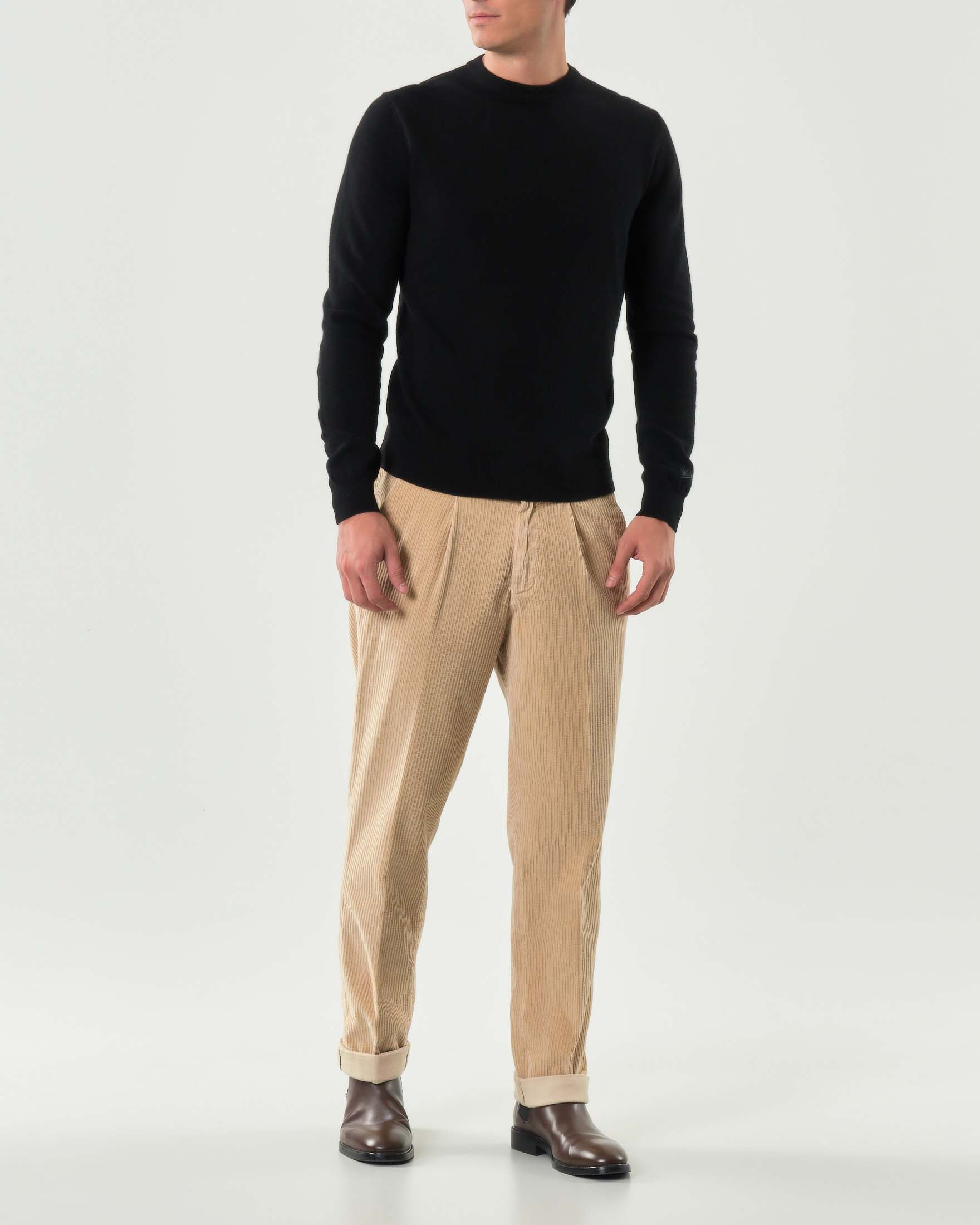 Mason's — Pantalone Mason's beige in velluto a coste con una pinces