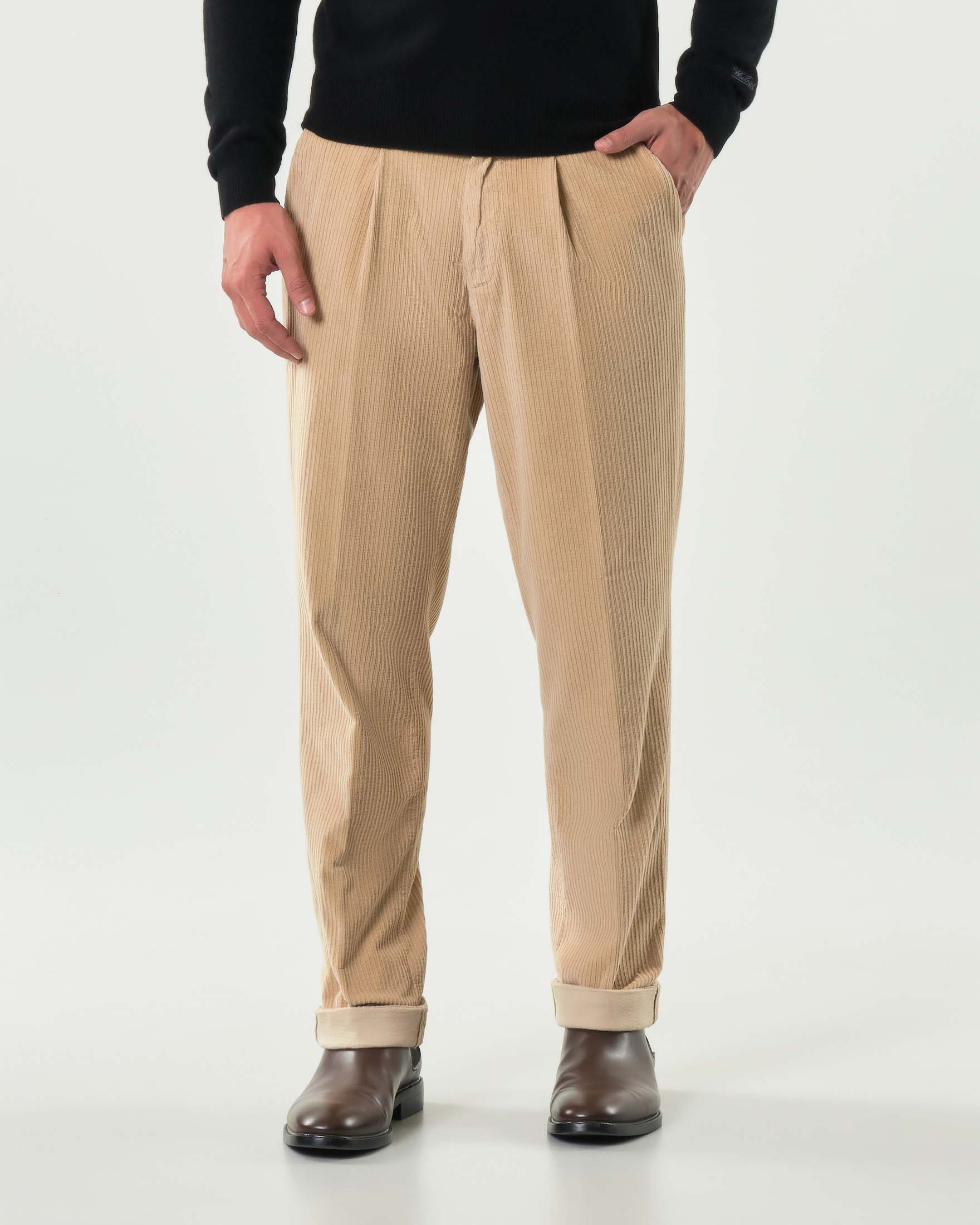 Pantalone Mason's beige in velluto a coste con una pinces image
