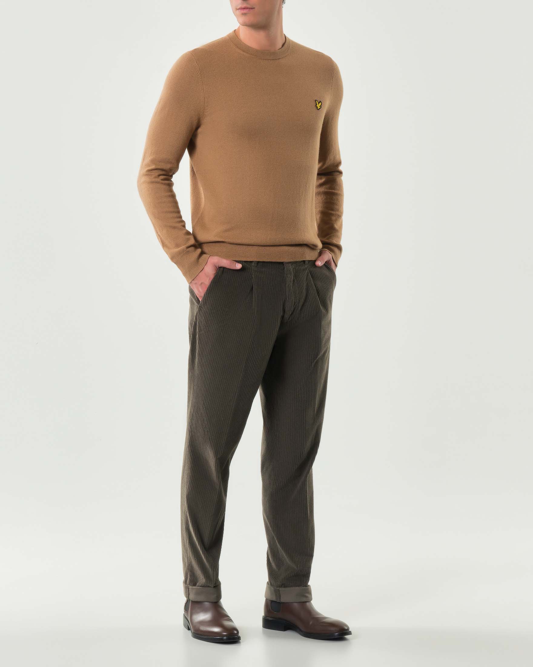 Mason's — Pantalone Mason's fango in velluto a coste con una pinces