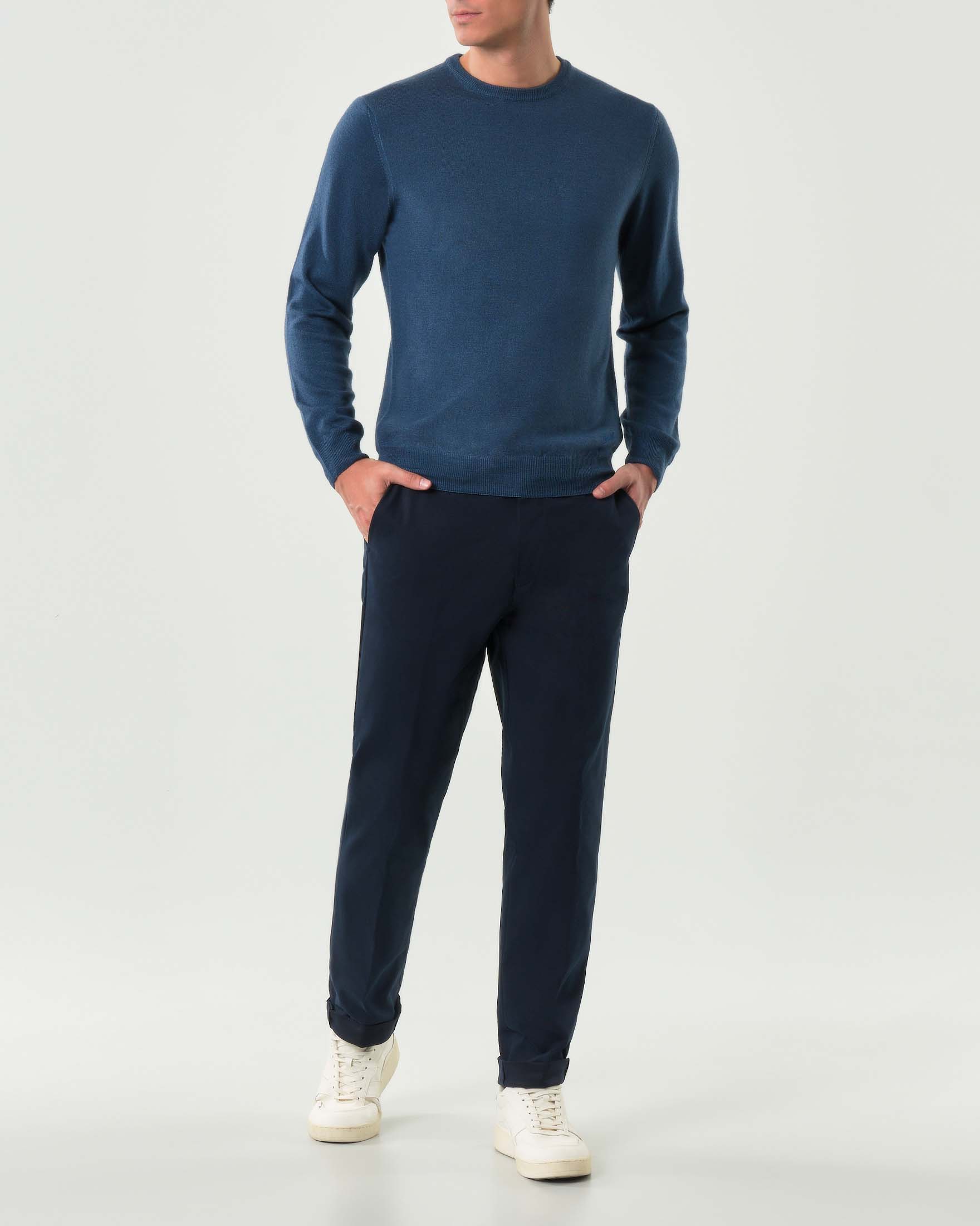 Pantalone chino carrot-fit Mason's blu in gabardina di cotone stretch