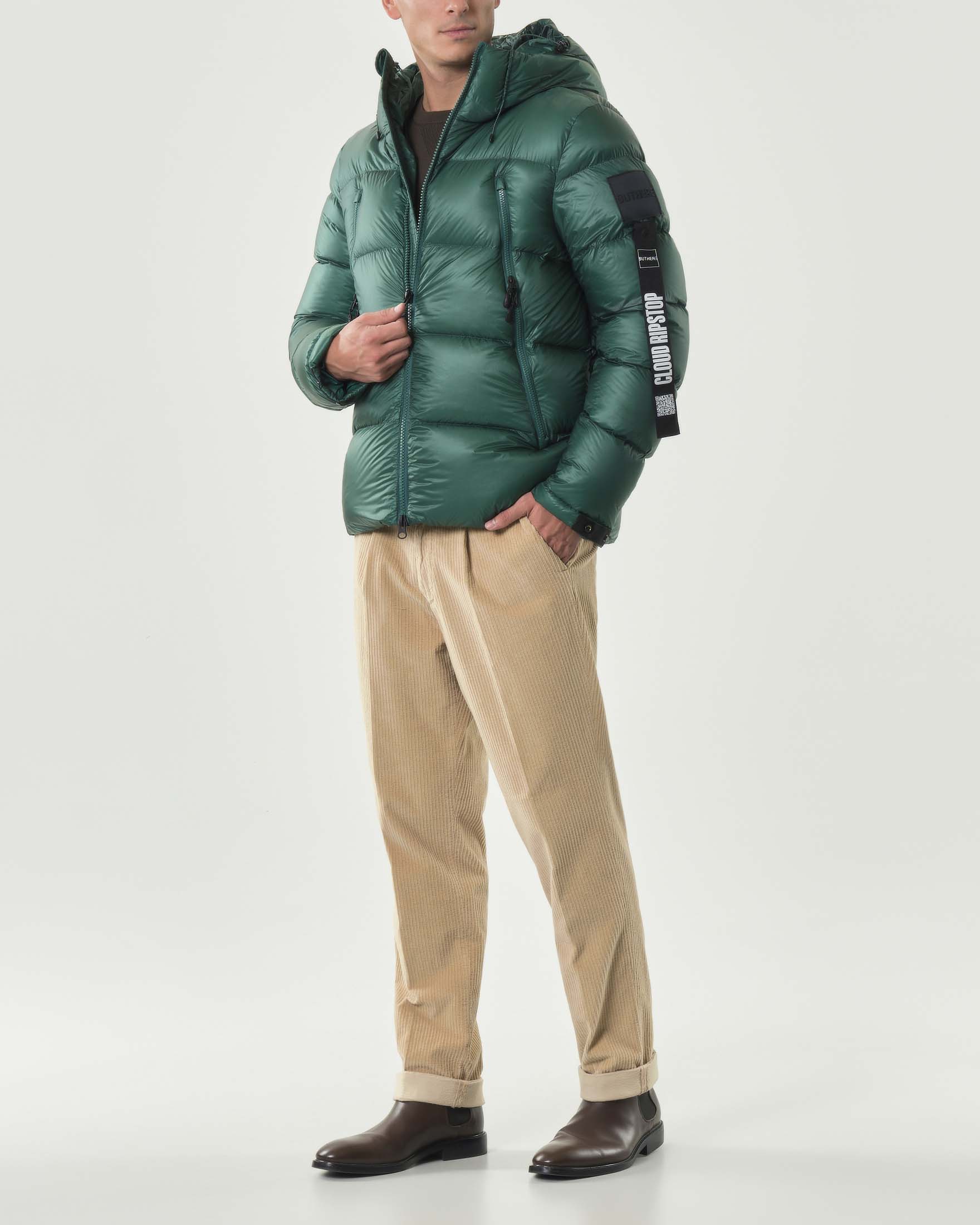 Piumino Outhere verde con cappuccio in micro ripstop