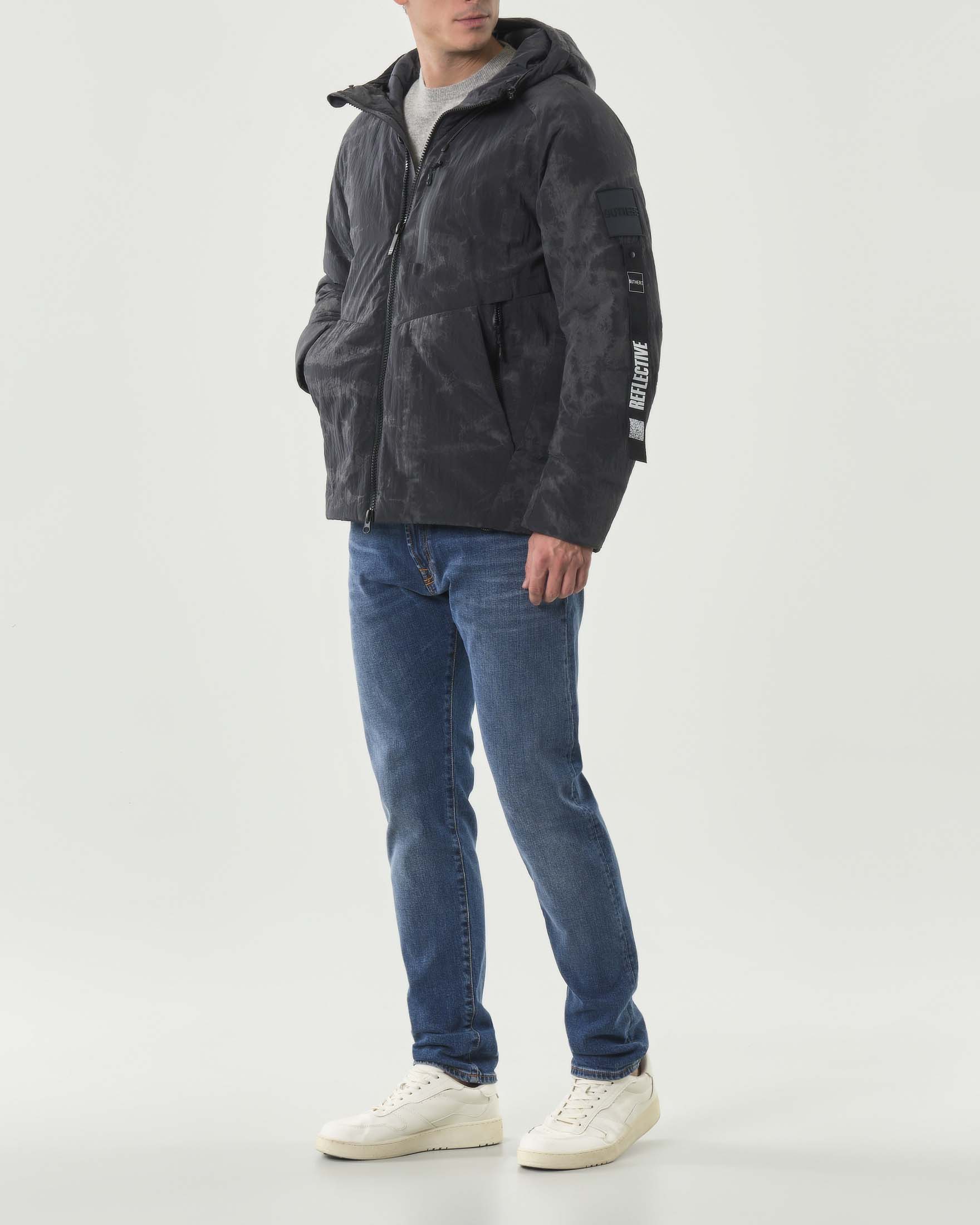 Giubbino Outhere lavagna in nylon reflective crinkle con cappuccio