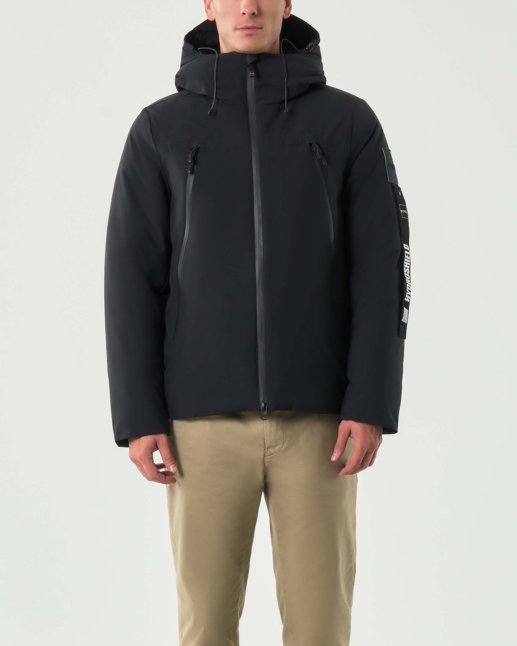 Giubbino Outhere nero in nylon liscio opaco con cappuccio image